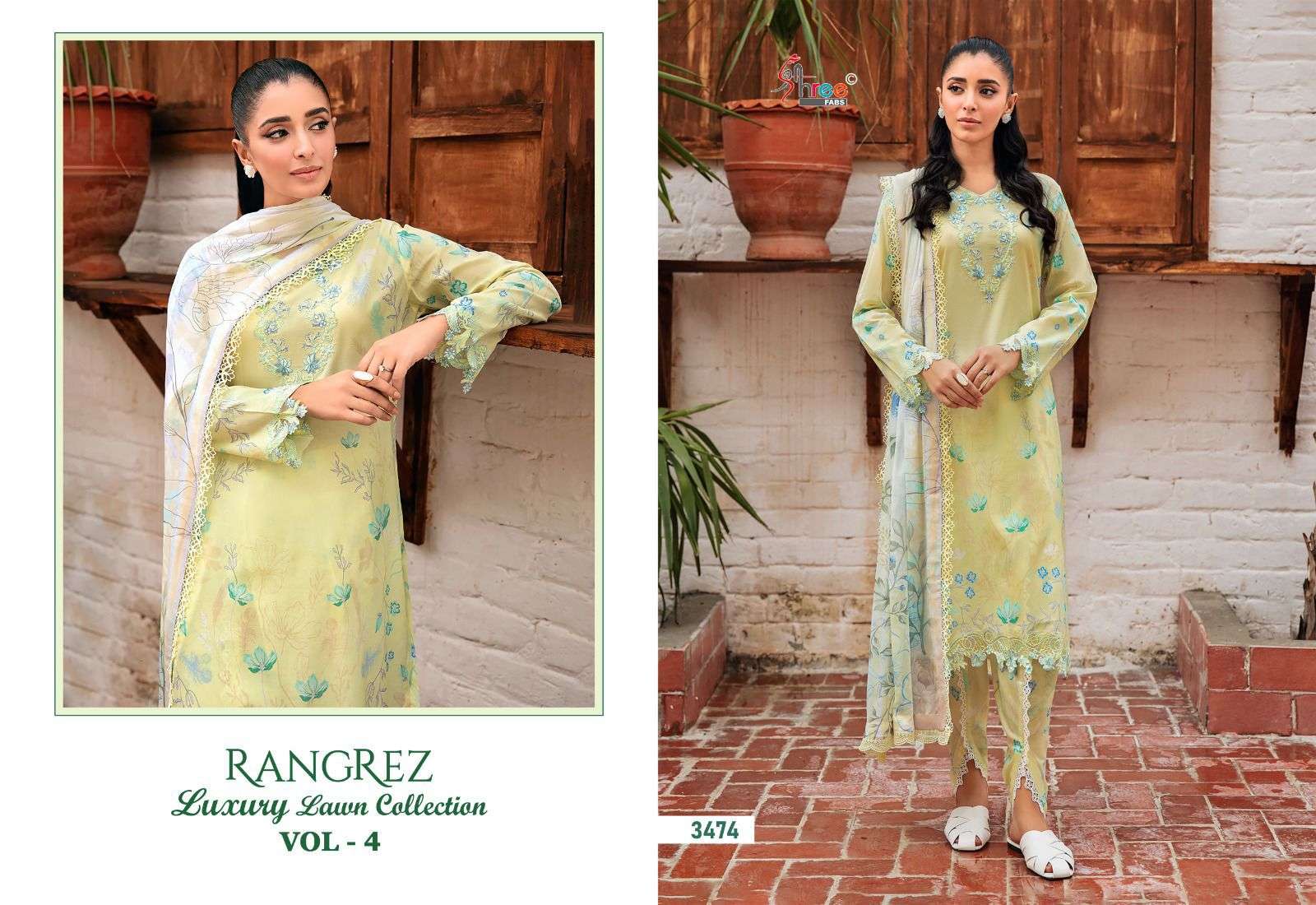 Shree Rangrez Vol 4 Cotton Dupatta Pakistani Suits Wholesale catalog