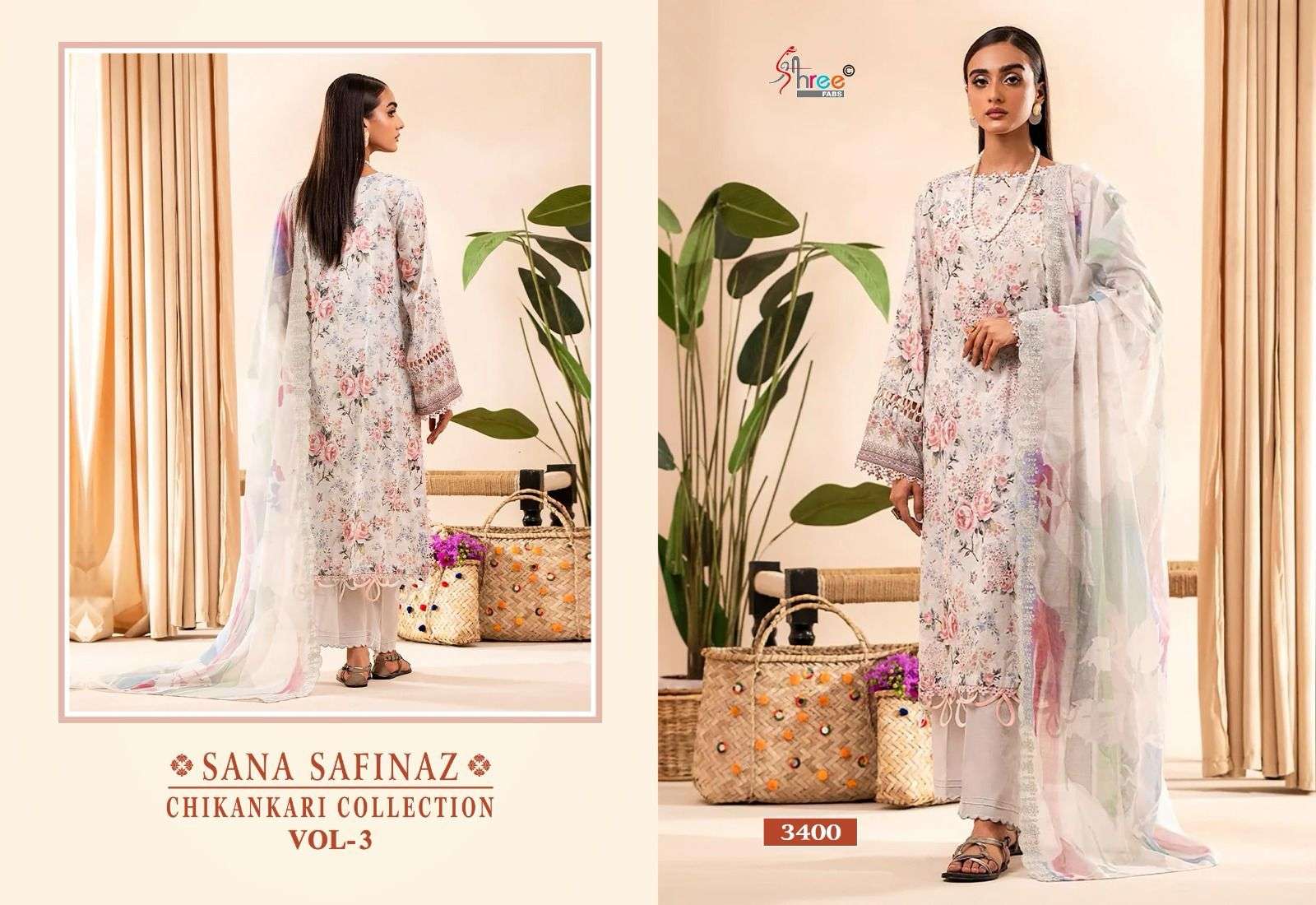 Shree Sana Safinaz Chikankari Vol 3 Cotton Dupatta Salwar Suit Wholesale catalog