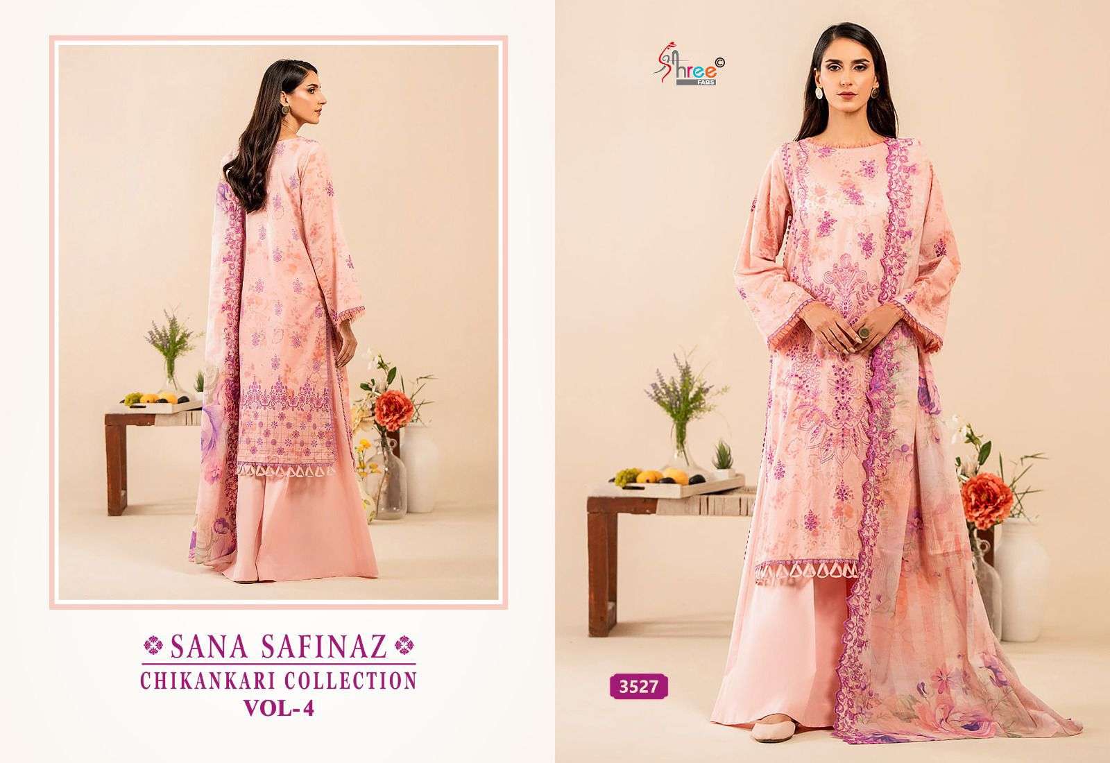 Shree Sana Safinaz Chikankari Vol 4 Cotton Dupatta Salwar Suit Wholesale catalog