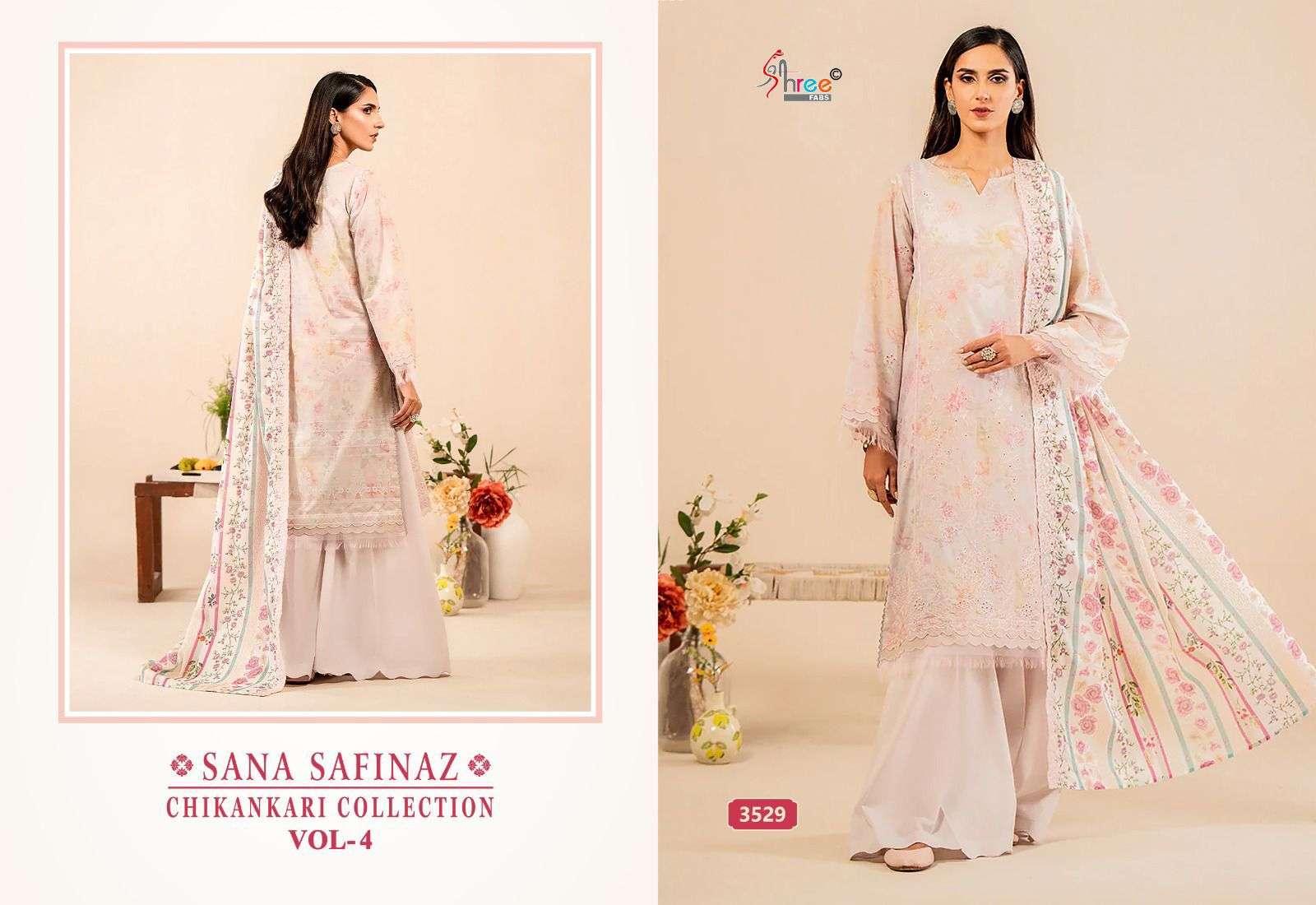 Shree Sana Safinaz Chikankari Vol 4 Cotton Dupatta Salwar Suit Wholesale catalog