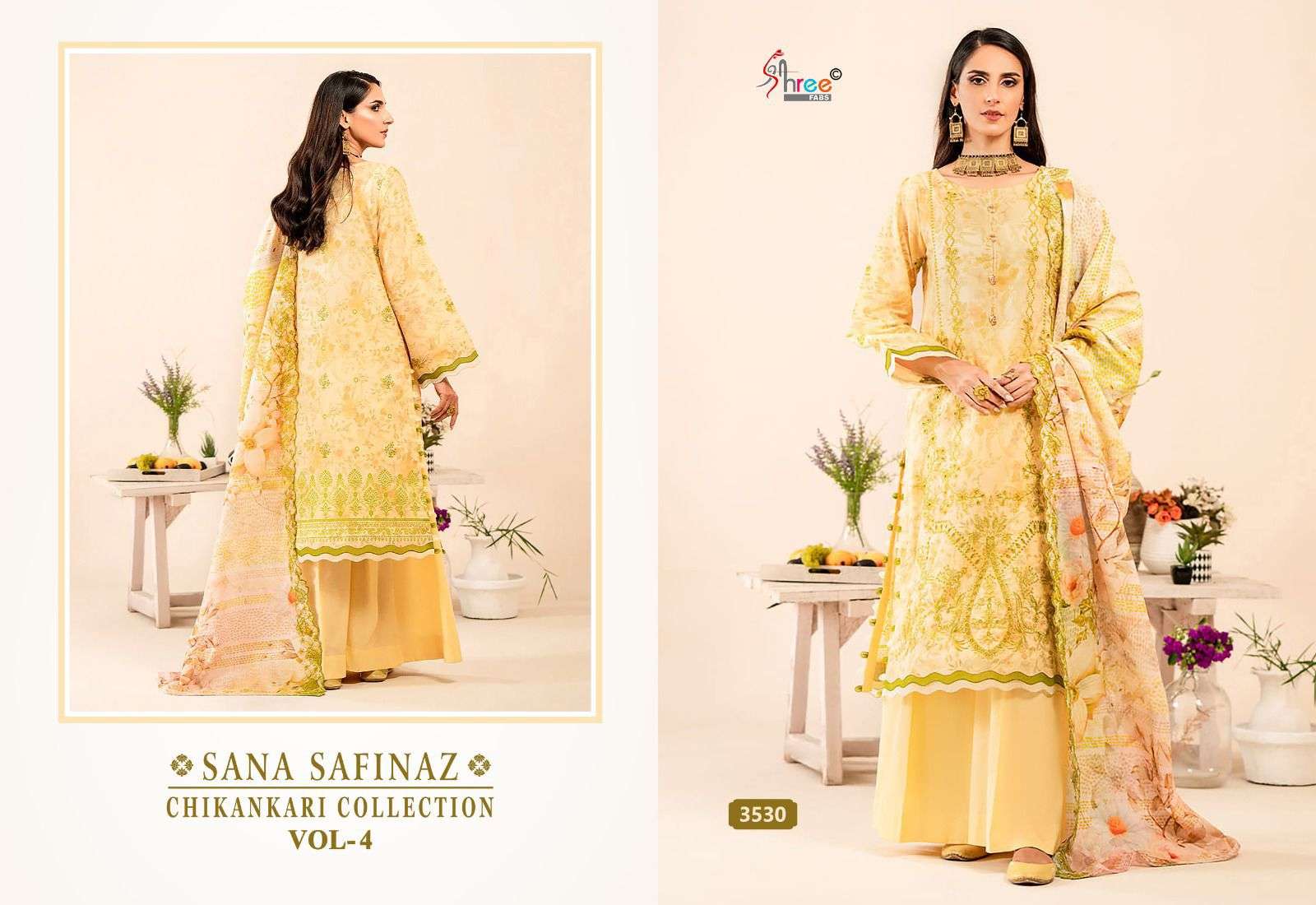 Shree Sana Safinaz Chikankari Vol 4 Cotton Dupatta Salwar Suit Wholesale catalog