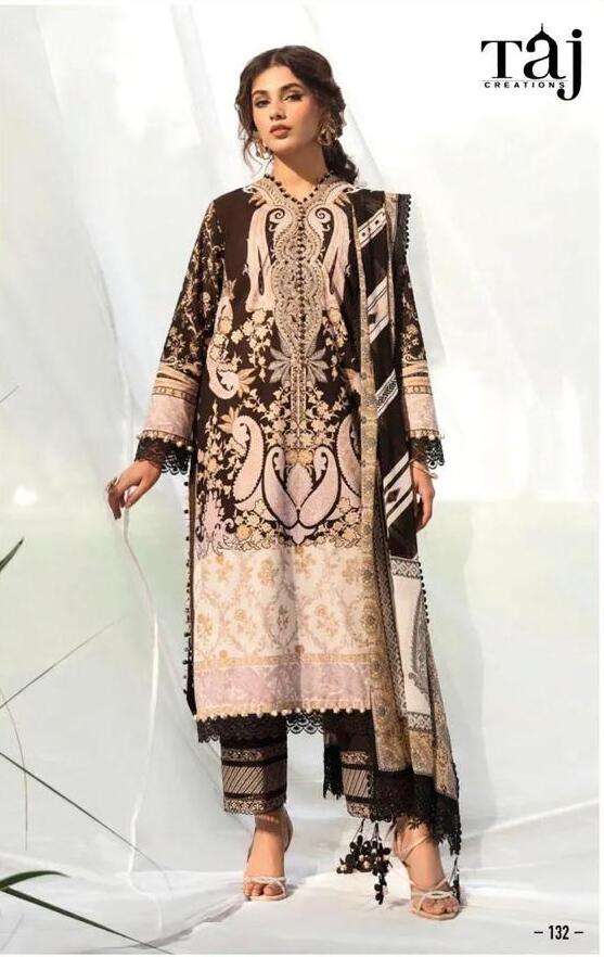 Taj Jade Solitaire 132 Cotton Dupatta Pakistani Suit Wholesale catalog