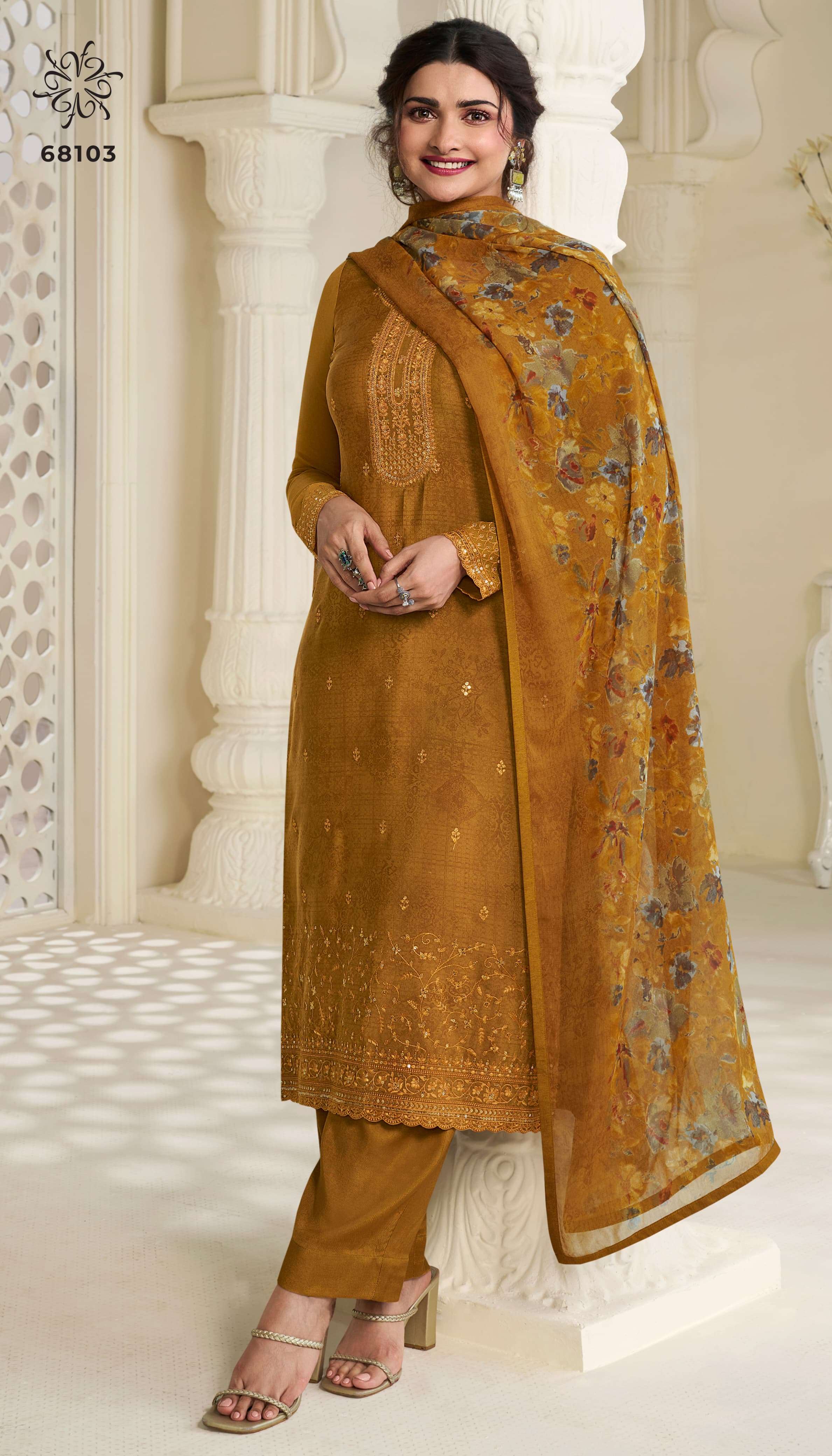 Vinay Silkina Royal Crepe 45 Embroidered Salwar Kameez Wholesale catalog