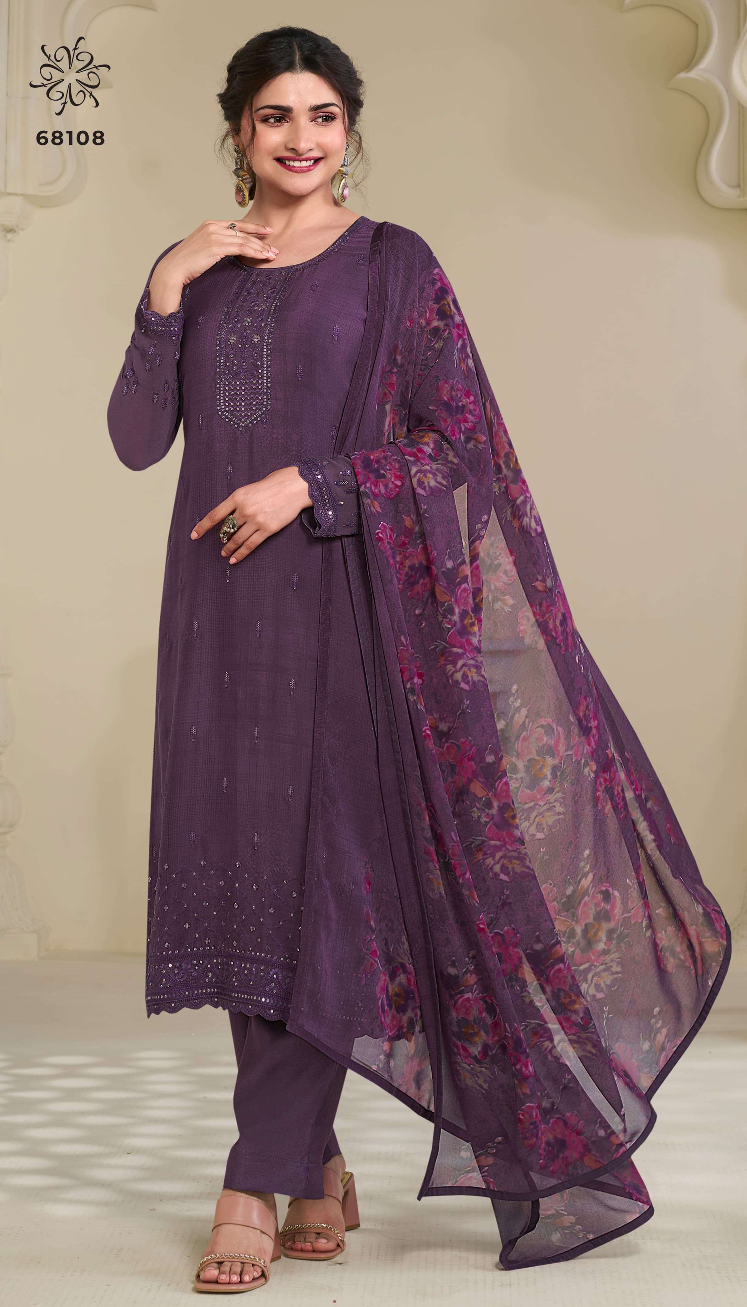 Vinay Silkina Royal Crepe 45 Embroidered Salwar Kameez Wholesale catalog