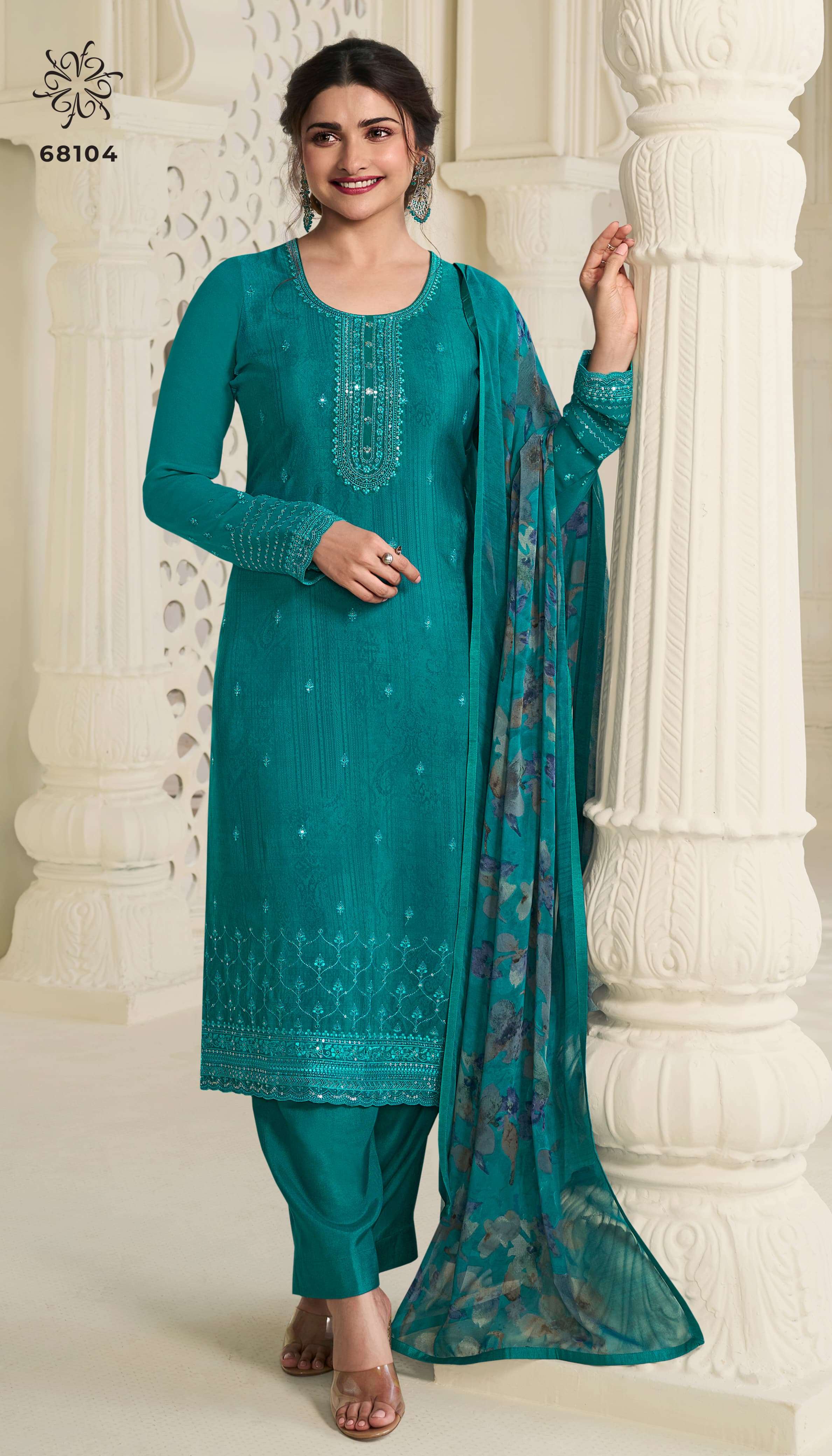 Vinay Silkina Royal Crepe 45 Embroidered Salwar Kameez Wholesale catalog