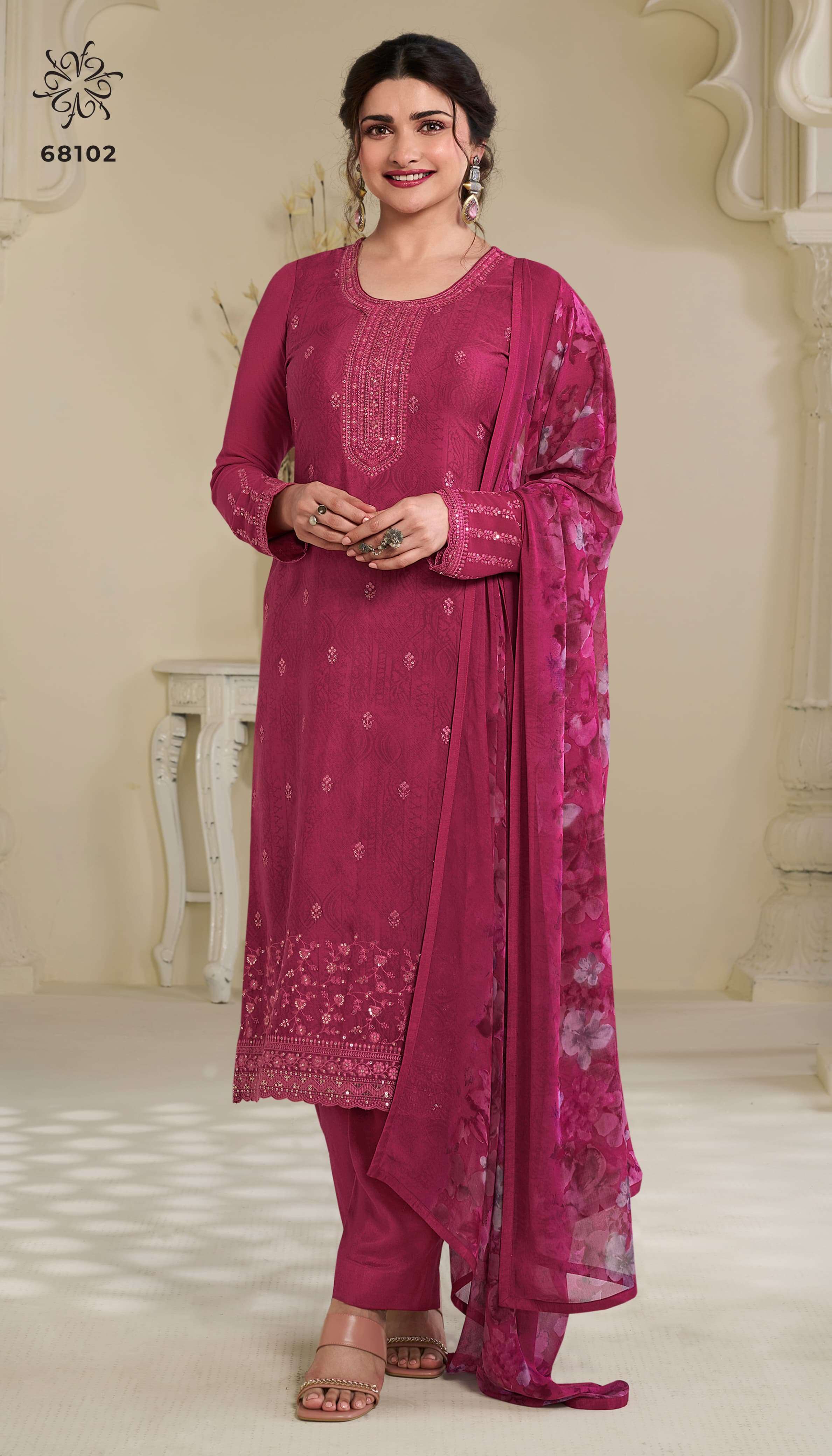 Vinay Silkina Royal Crepe 45 Embroidered Salwar Kameez Wholesale catalog