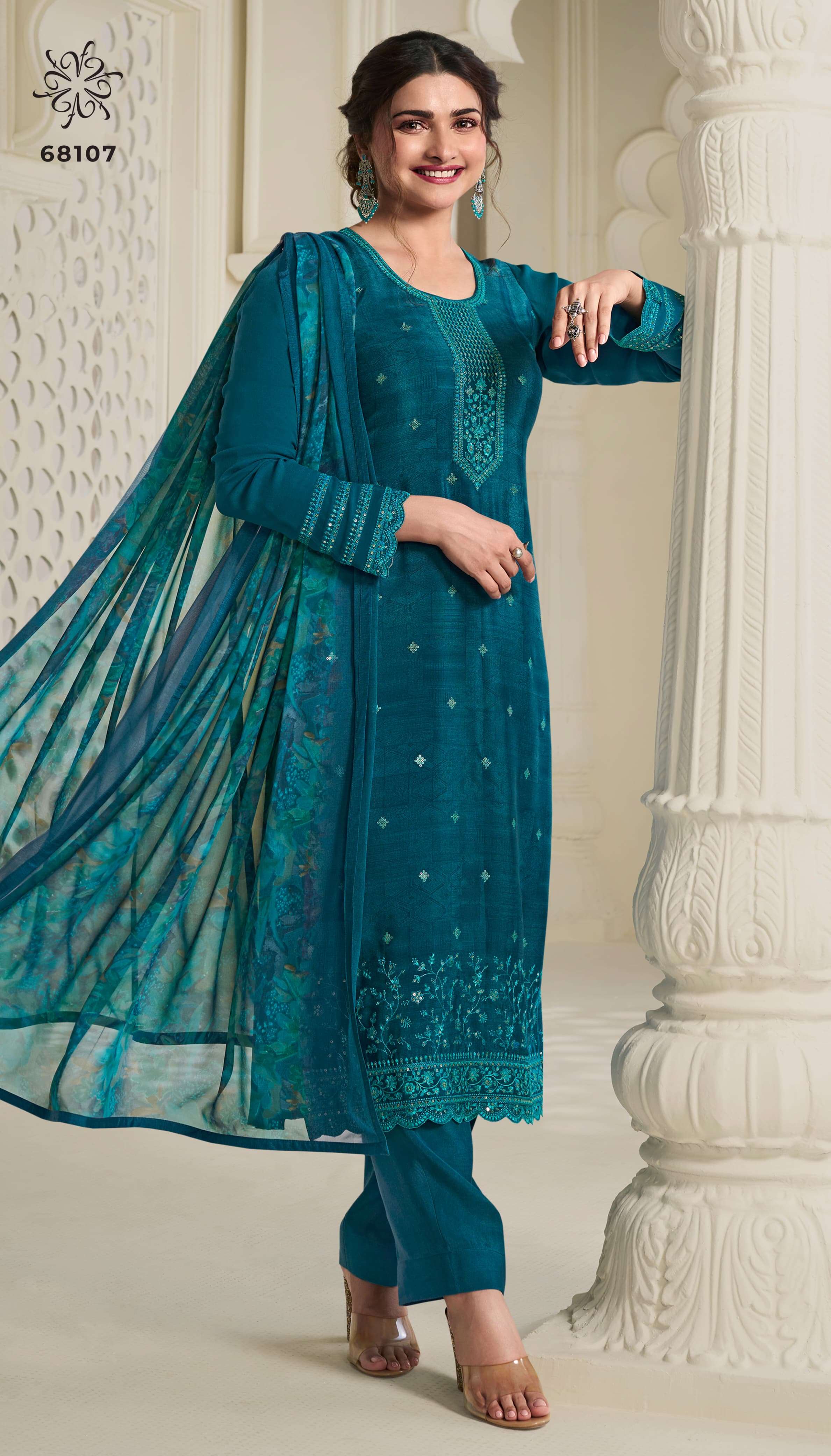 Vinay Silkina Royal Crepe 45 Embroidered Salwar Kameez Wholesale catalog