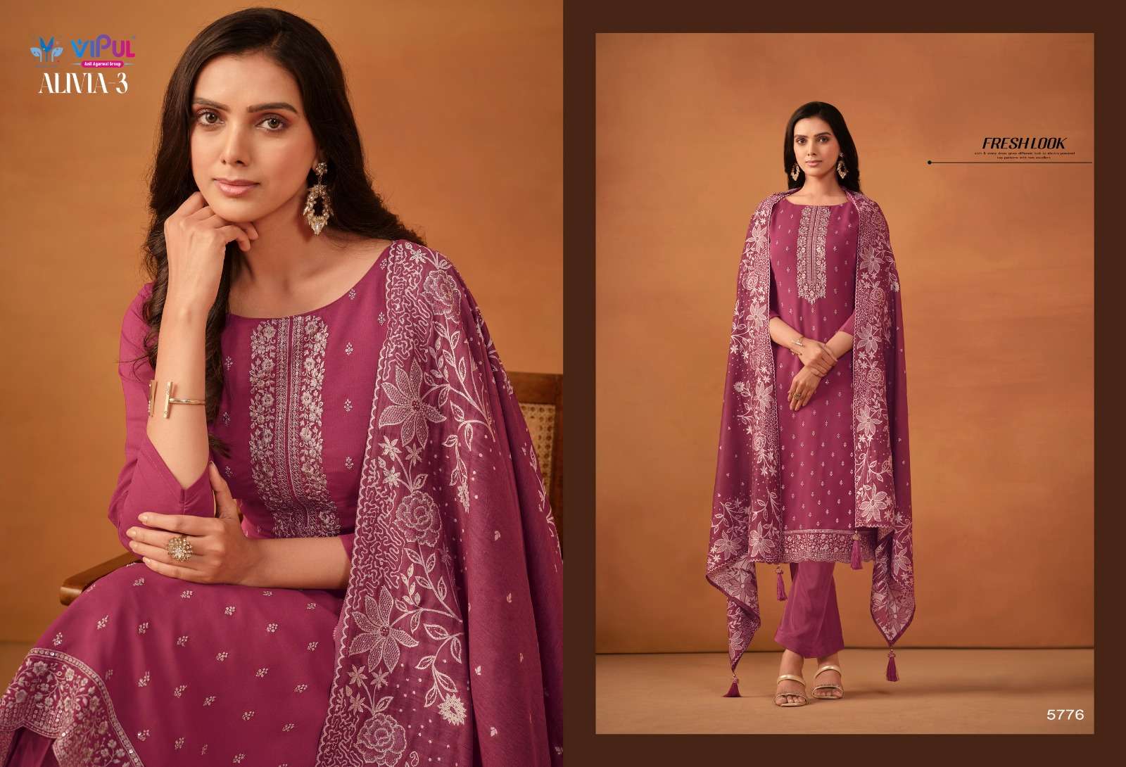Vipul Alivia 3 Soft Georgette Salwar Suits Wholesale catalog