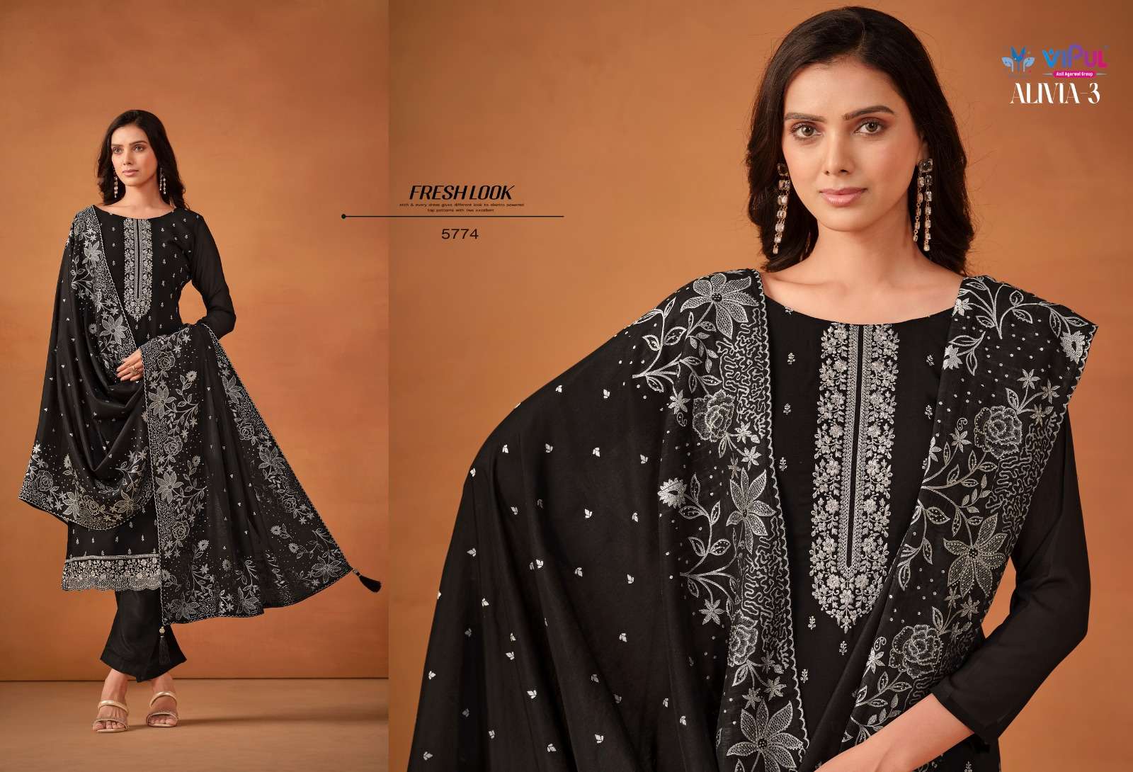 Vipul Alivia 3 Soft Georgette Salwar Suits Wholesale catalog