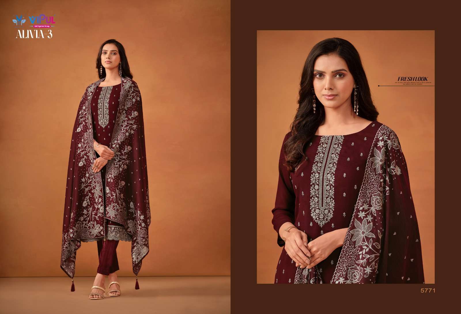 Vipul Alivia 3 Soft Georgette Salwar Suits Wholesale catalog