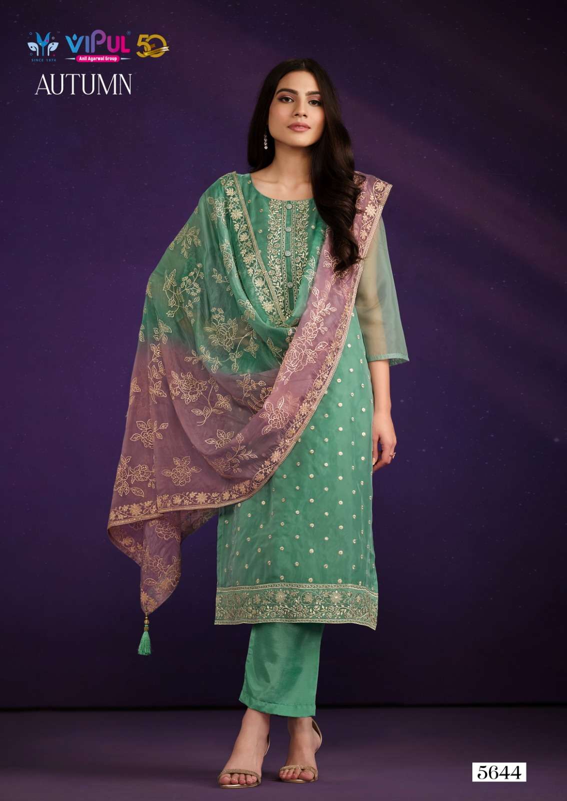 Vipul Autumn Soft Organza Embroidery Salwar Kameez Wholesale catalog