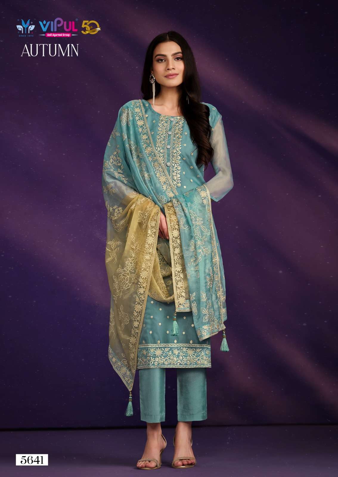 Vipul Autumn Soft Organza Embroidery Salwar Kameez Wholesale catalog