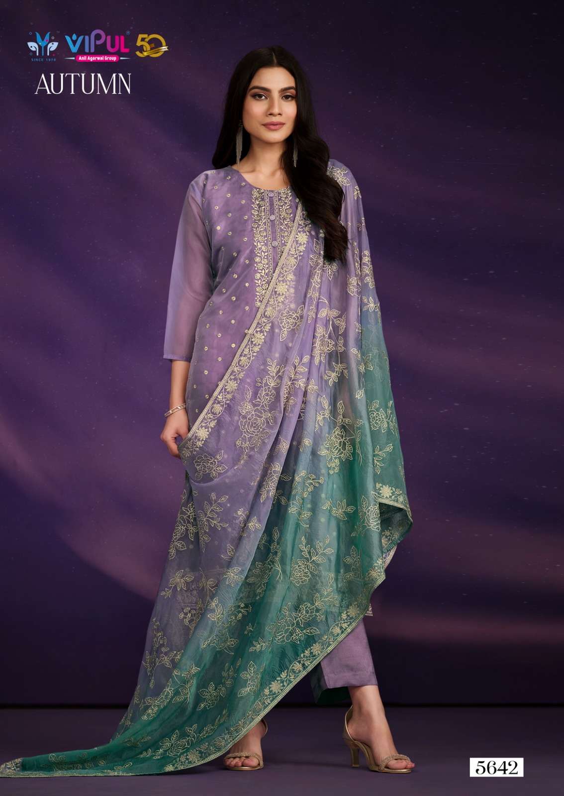 Vipul Autumn Soft Organza Embroidery Salwar Kameez Wholesale catalog