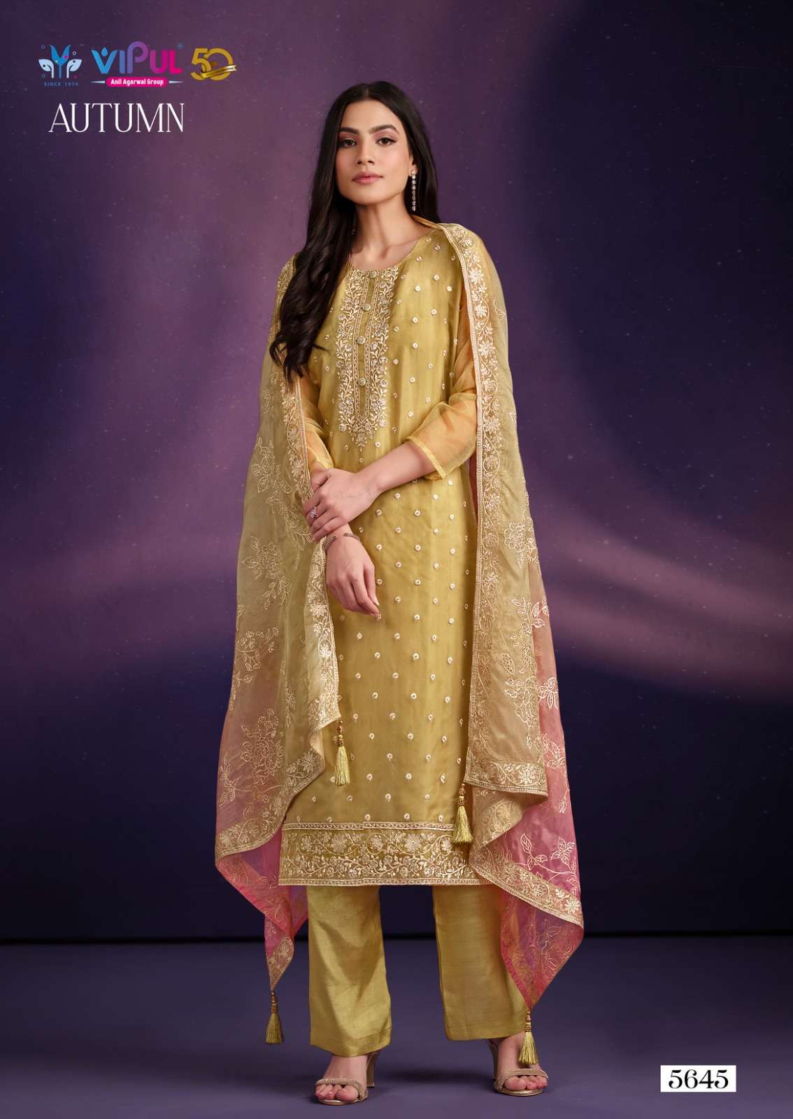 Vipul Autumn Soft Organza Embroidery Salwar Kameez Wholesale catalog