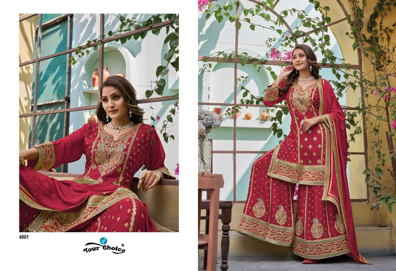Your Choice Olive Chinon Wear Designer Salwar Kameez Wholesale catalog