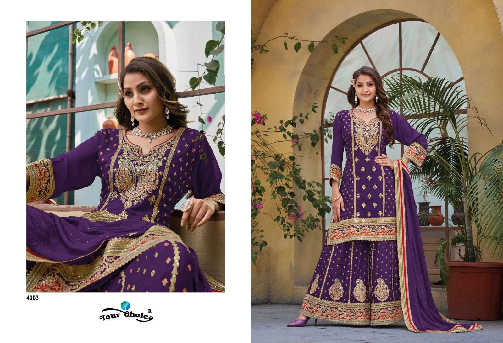 Your Choice Olive Chinon Wear Designer Salwar Kameez Wholesale catalog