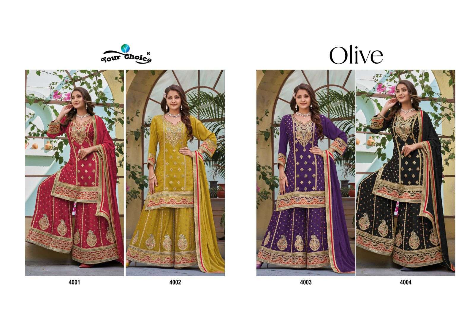 Your Choice Olive Chinon Wear Designer Salwar Kameez Wholesale catalog