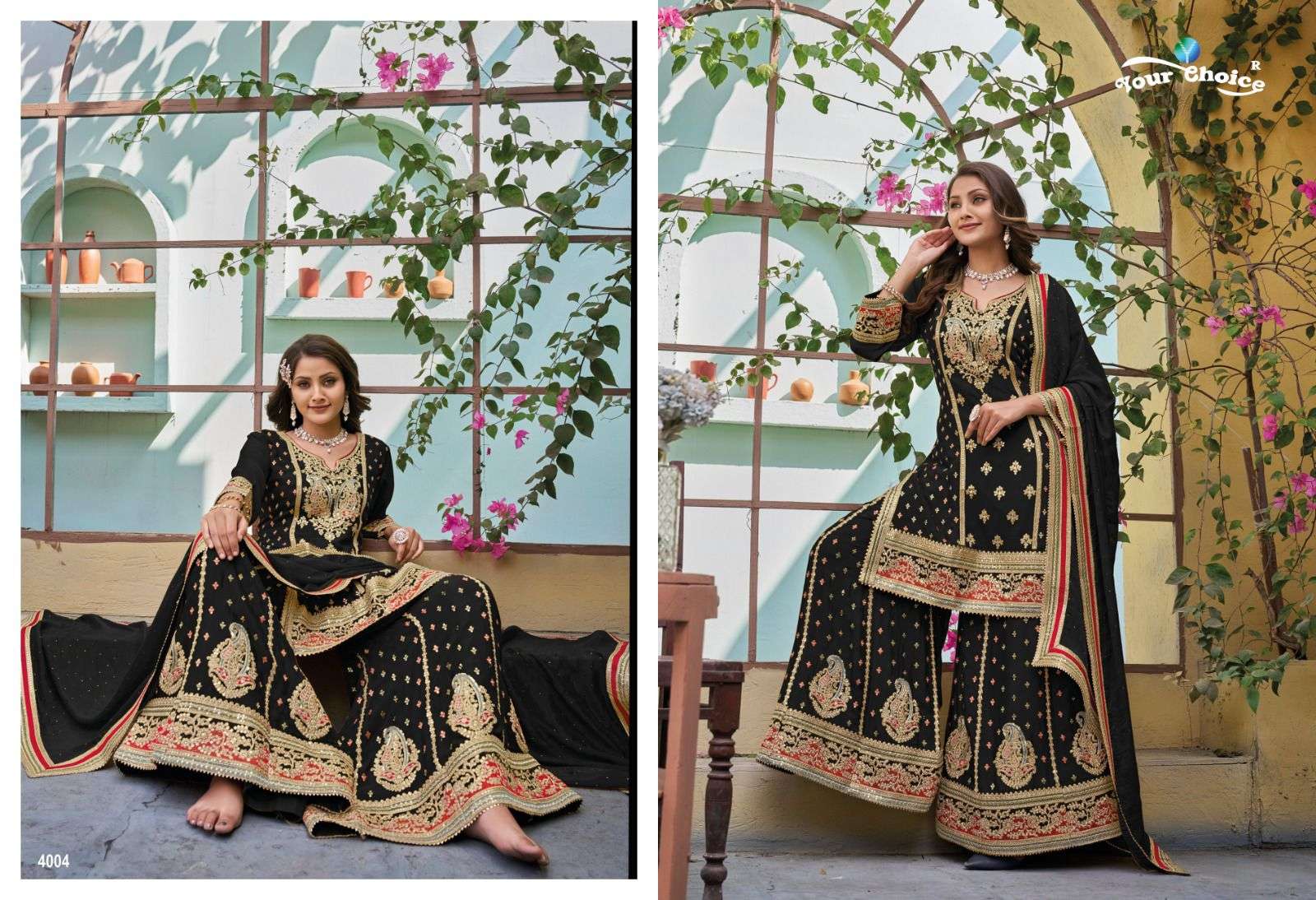 Your Choice Olive Chinon Wear Designer Salwar Kameez Wholesale catalog