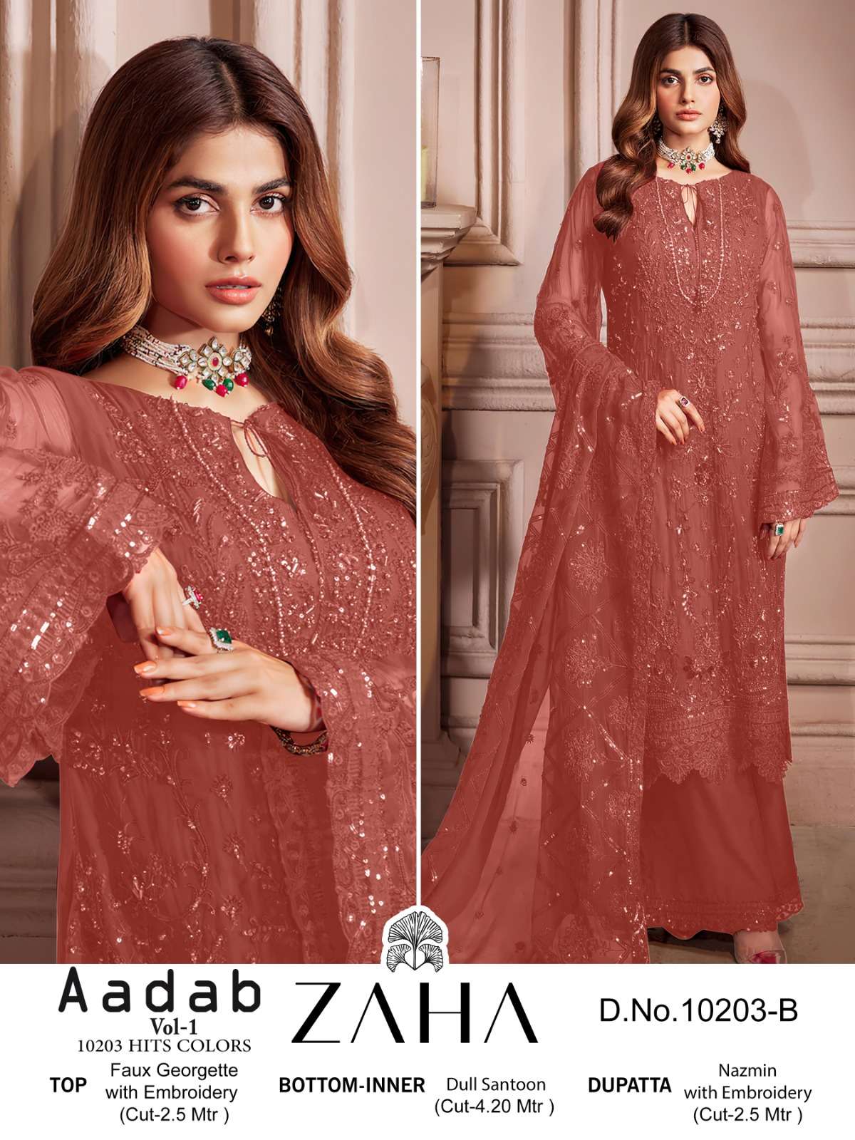 Zaha Aadab 10203 A To D Georgette Salwar Kameez Wholesale catalog