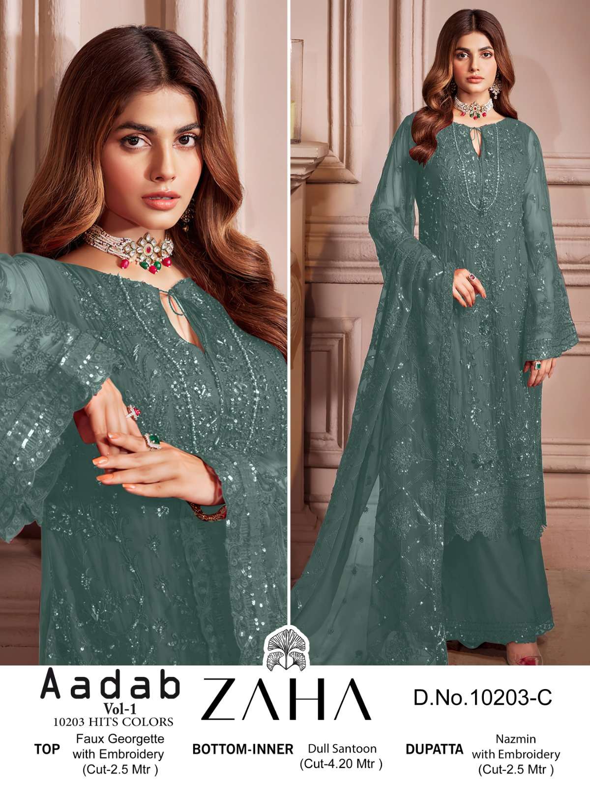 Zaha Aadab 10203 A To D Georgette Salwar Kameez Wholesale catalog