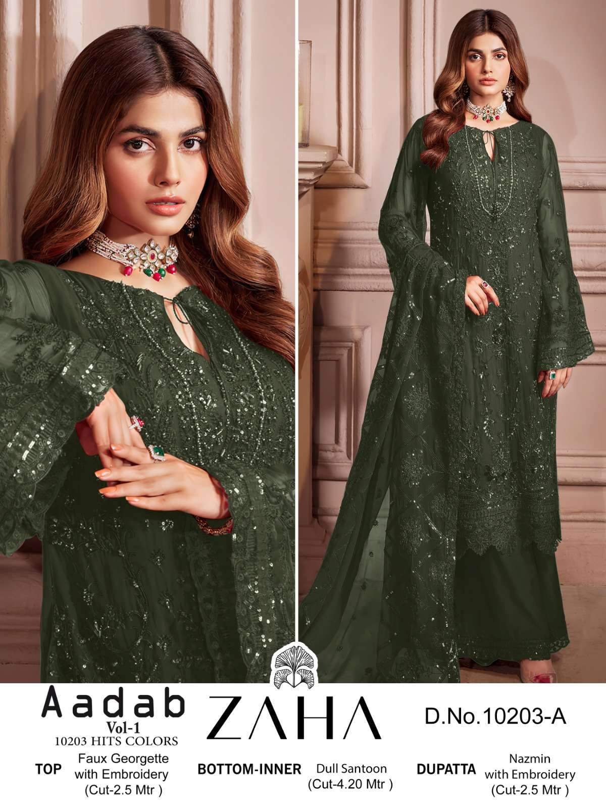 Zaha Aadab 10203 A To D Georgette Salwar Kameez Wholesale catalog