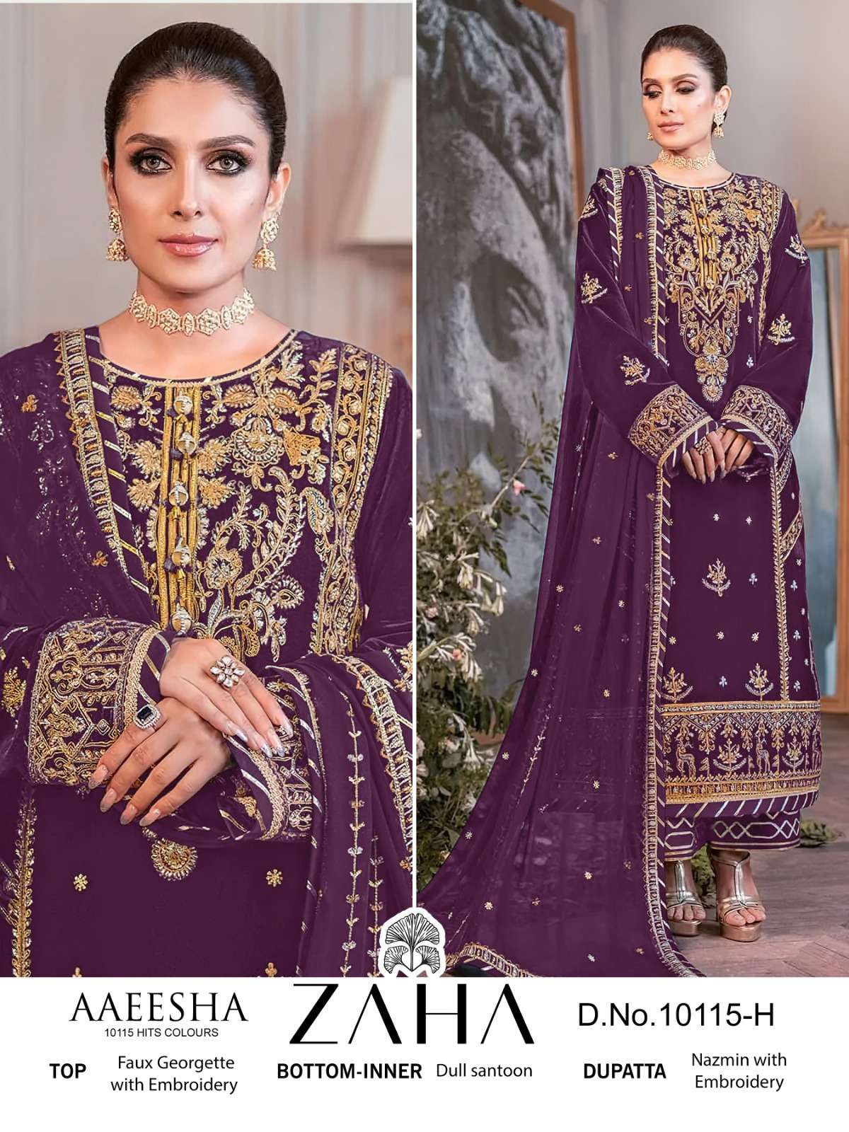 Zaha Aaeesha 10115 E To H Georgette Salwar Kameez Wholesale catalog