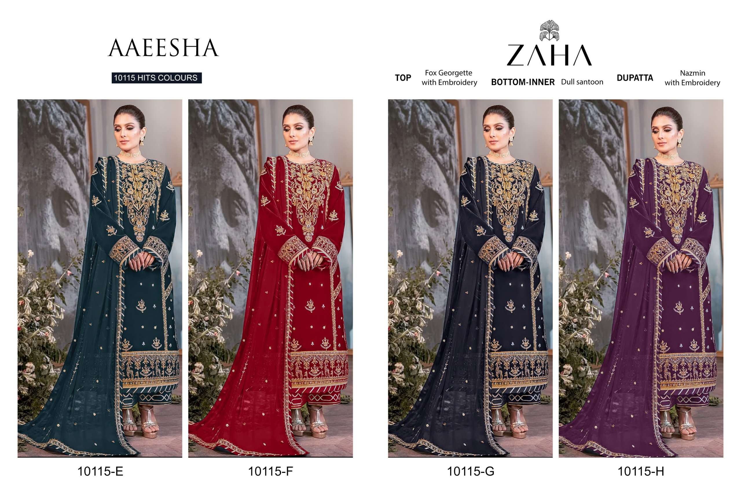 Zaha Aaeesha 10115 E To H Georgette Salwar Kameez Wholesale catalog