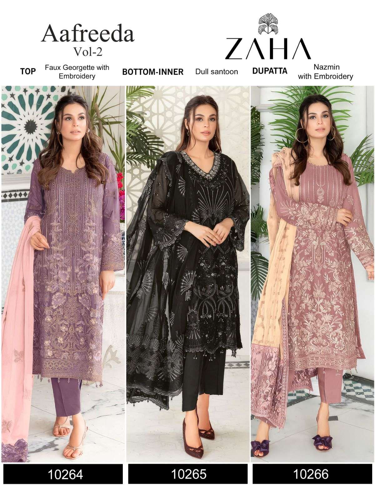 Zaha Aafreeda Vol 2 Georgette Salwar Kameez Wholesale catalog