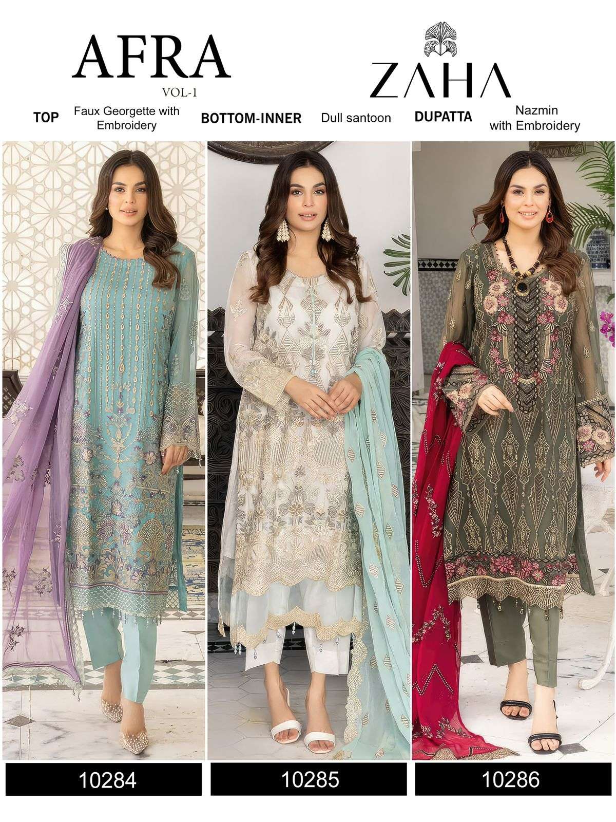 Zaha Afra Vol 1 Georgette Salwar Kameez Wholesale catalog