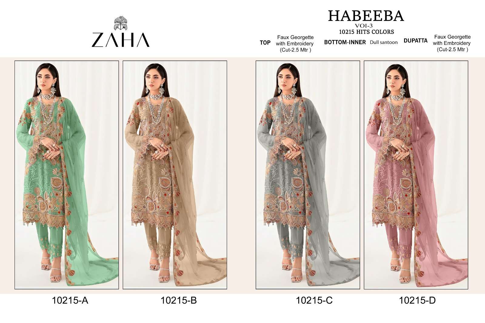 Zaha Habeeba Vol 3 Georgette Salwar Suit Wholesale catalog