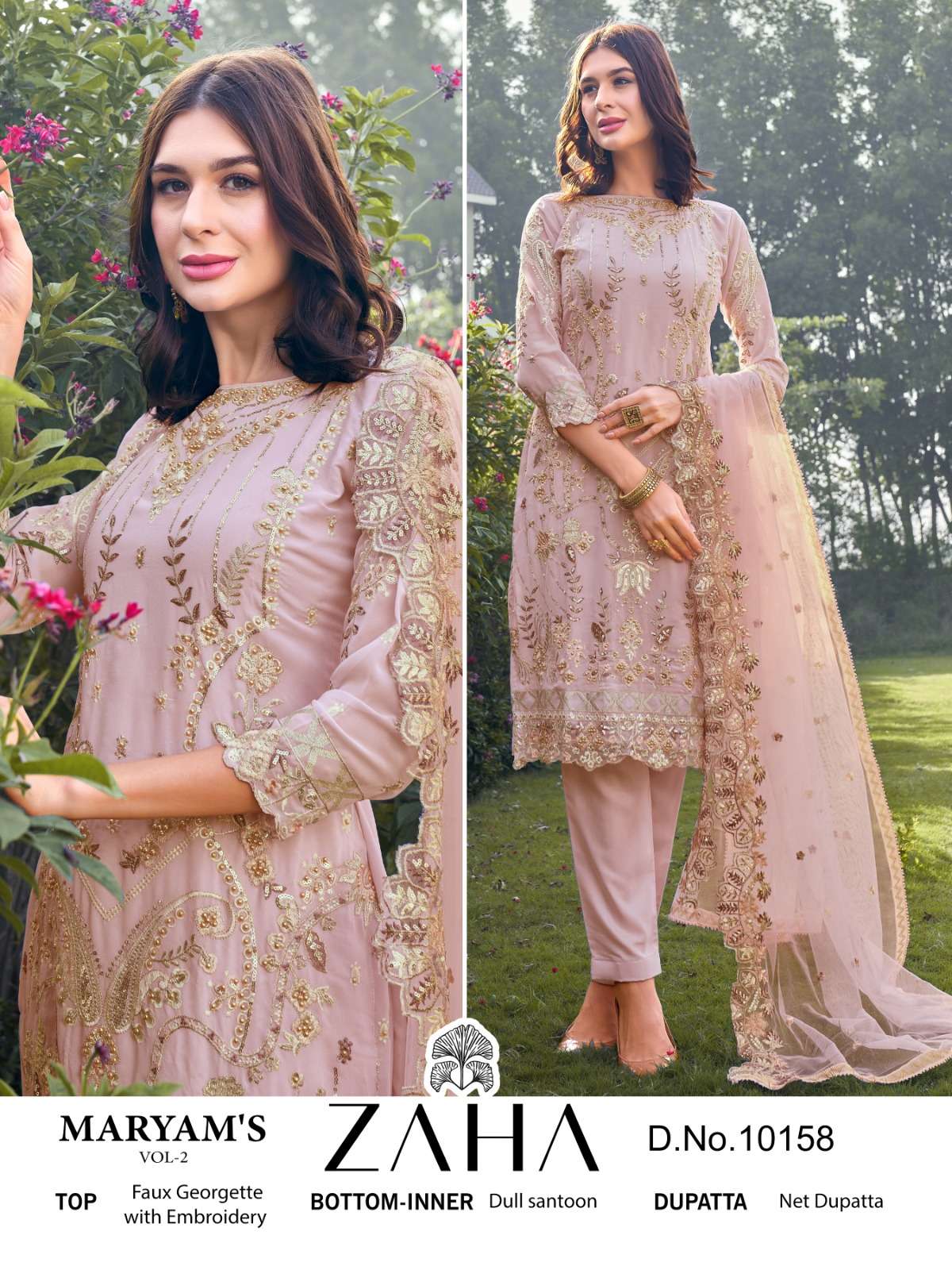 Zaha Maryams Vol 2 Georgette Pakistani Suit Wholesale catalog