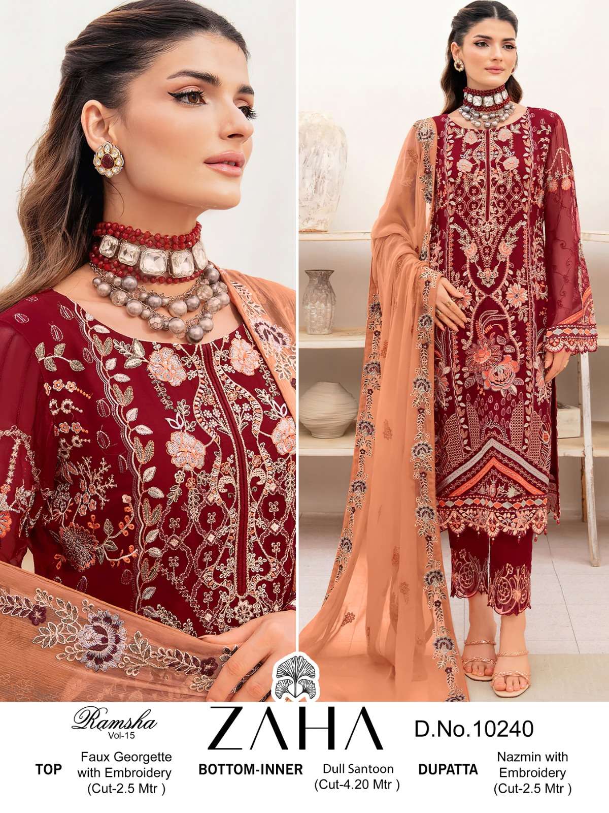 Zaha Ramsha Vol 15 Embroidered Salwar Kameez Wholesale catalog