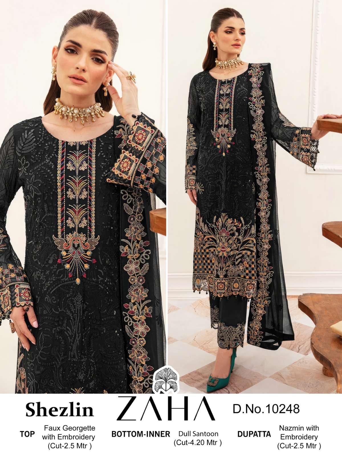 Zaha Shezlin 10247 To 10249 Georgette Salwar Kameez Wholesale catalog