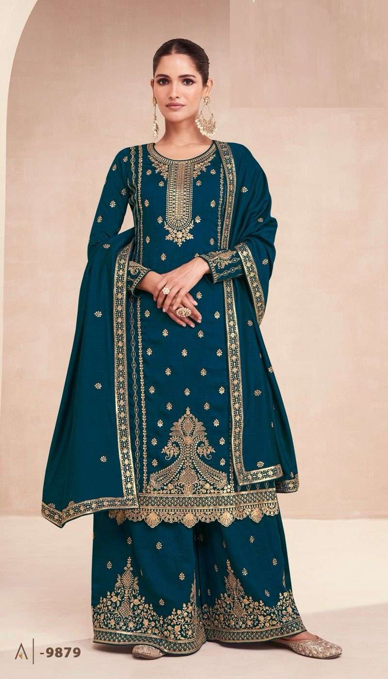 Zari 9879 To 9881 Premium Silk Embroidery Salawar Kameez Wholesale catalog