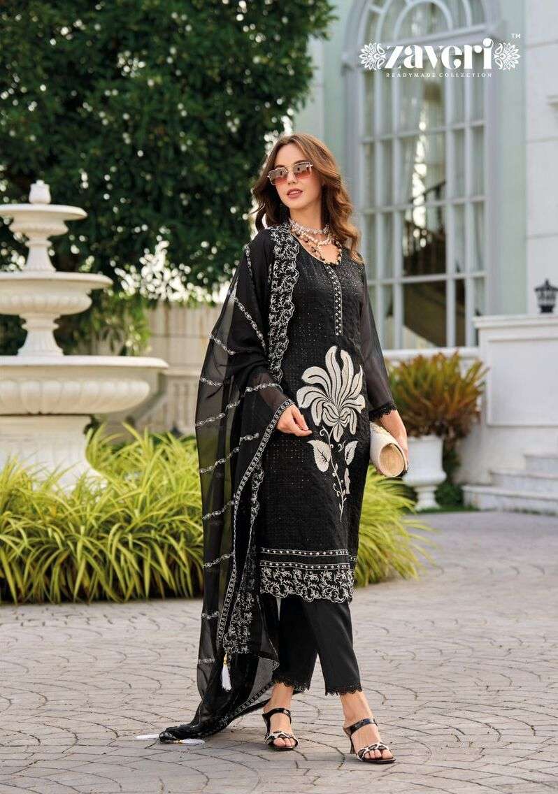 Zaveri Black And White Almirah Salwar Kameez Wholesale catalog