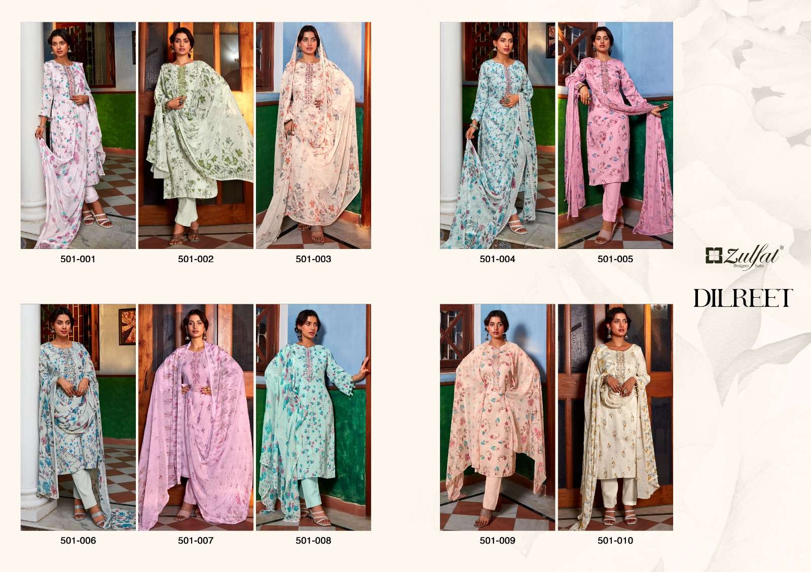 Zulfat Dilreet 2 Embroidery Work Dress Material Wholesale catalog
