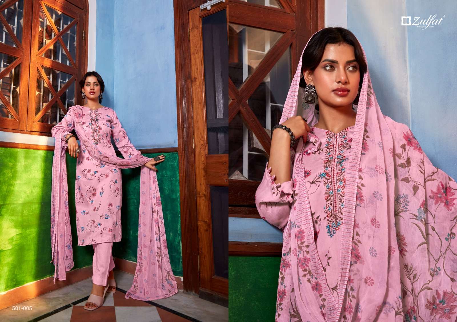 Zulfat Dilreet 2 Embroidery Work Dress Material Wholesale catalog