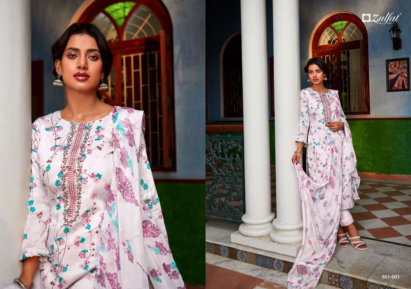 Zulfat Dilreet 2 Embroidery Work Dress Material Wholesale catalog
