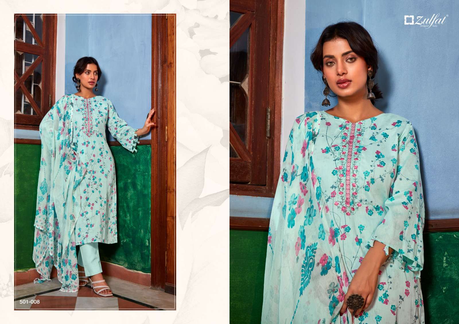 Zulfat Dilreet 2 Embroidery Work Dress Material Wholesale catalog
