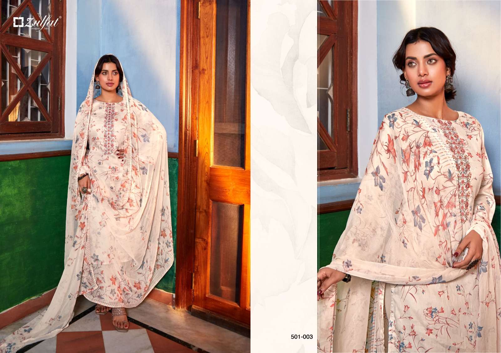 Zulfat Dilreet 2 Embroidery Work Dress Material Wholesale catalog