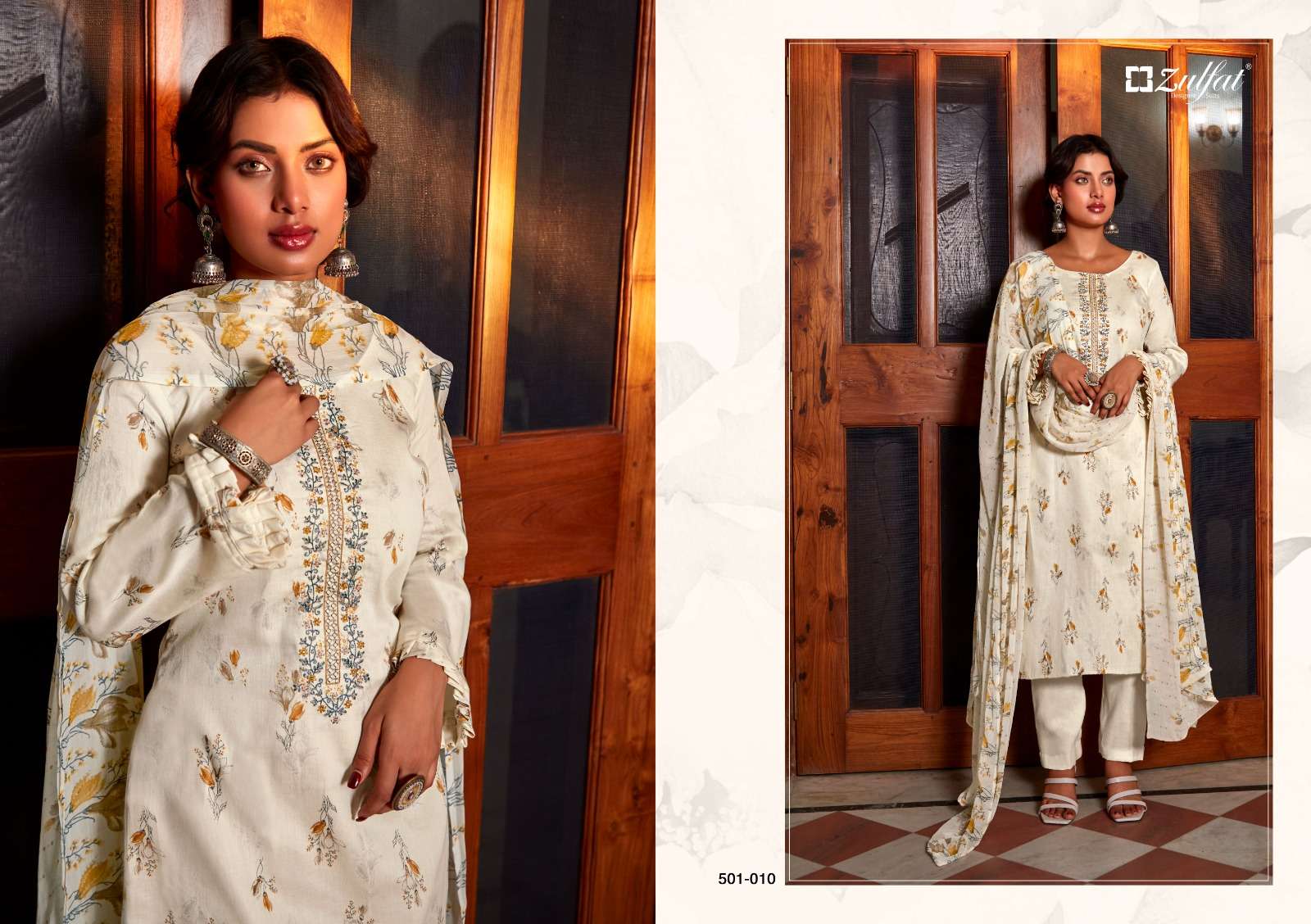 Zulfat Dilreet 2 Embroidery Work Dress Material Wholesale catalog