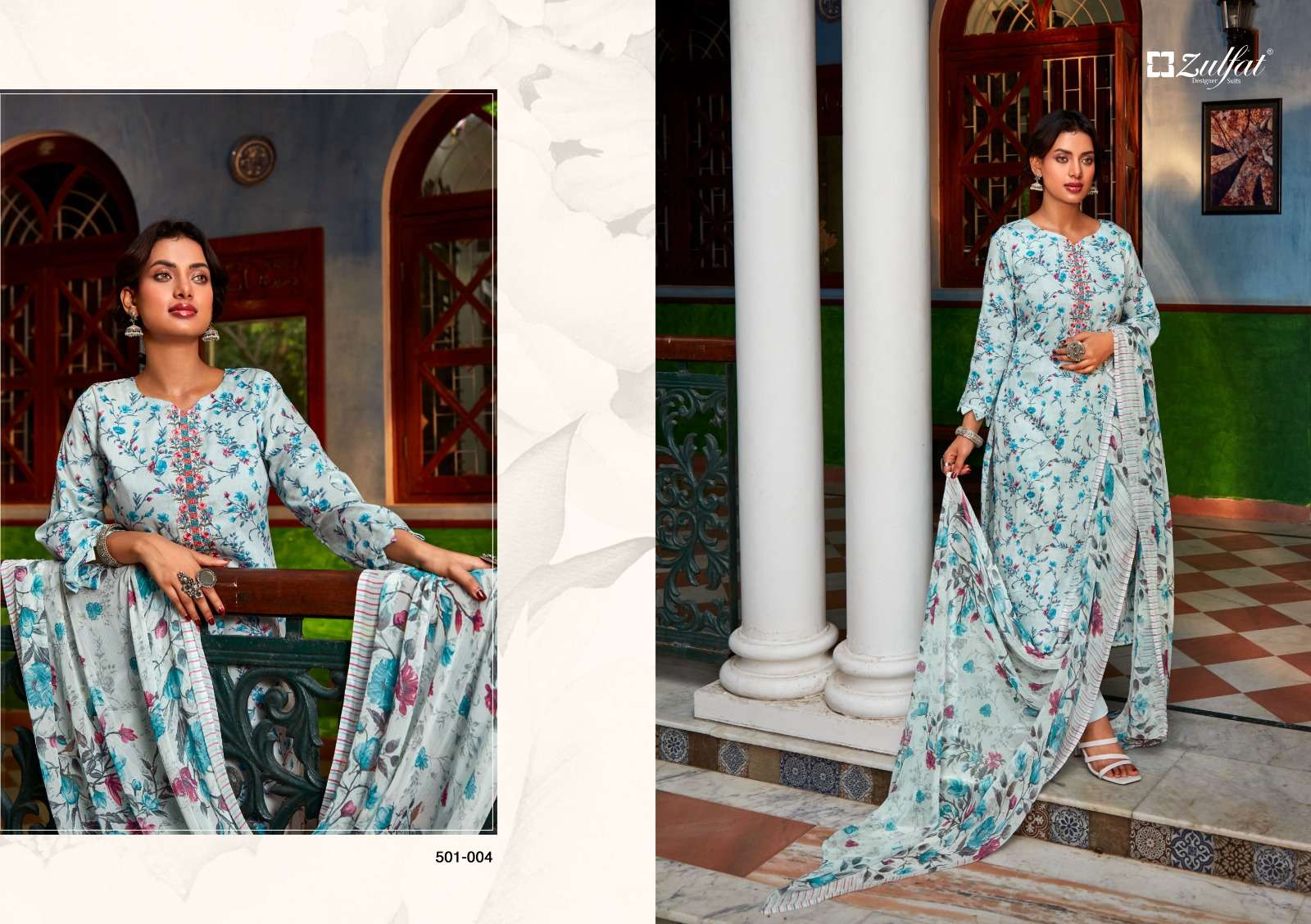 Zulfat Dilreet 2 Embroidery Work Dress Material Wholesale catalog