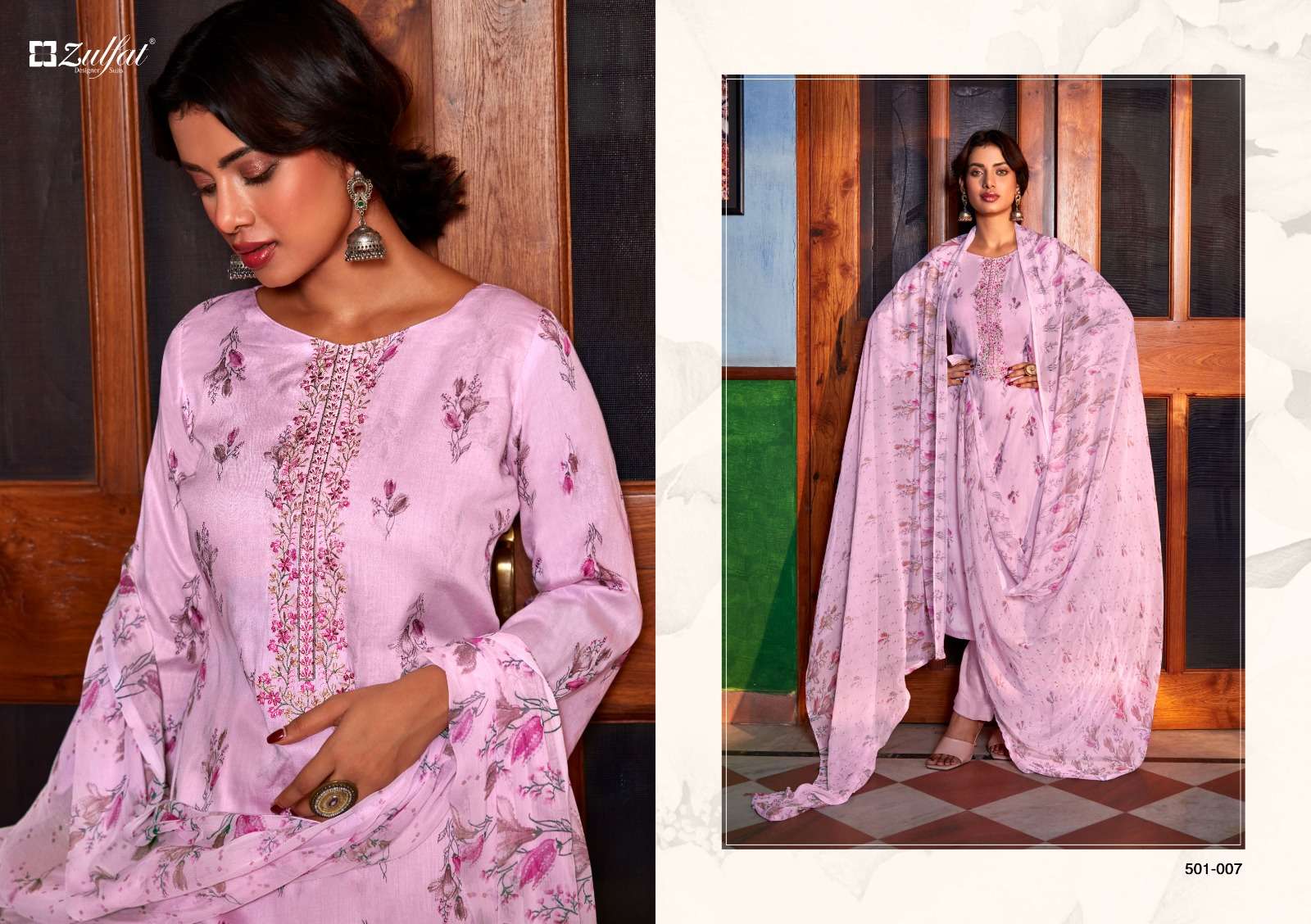 Zulfat Dilreet 2 Embroidery Work Dress Material Wholesale catalog