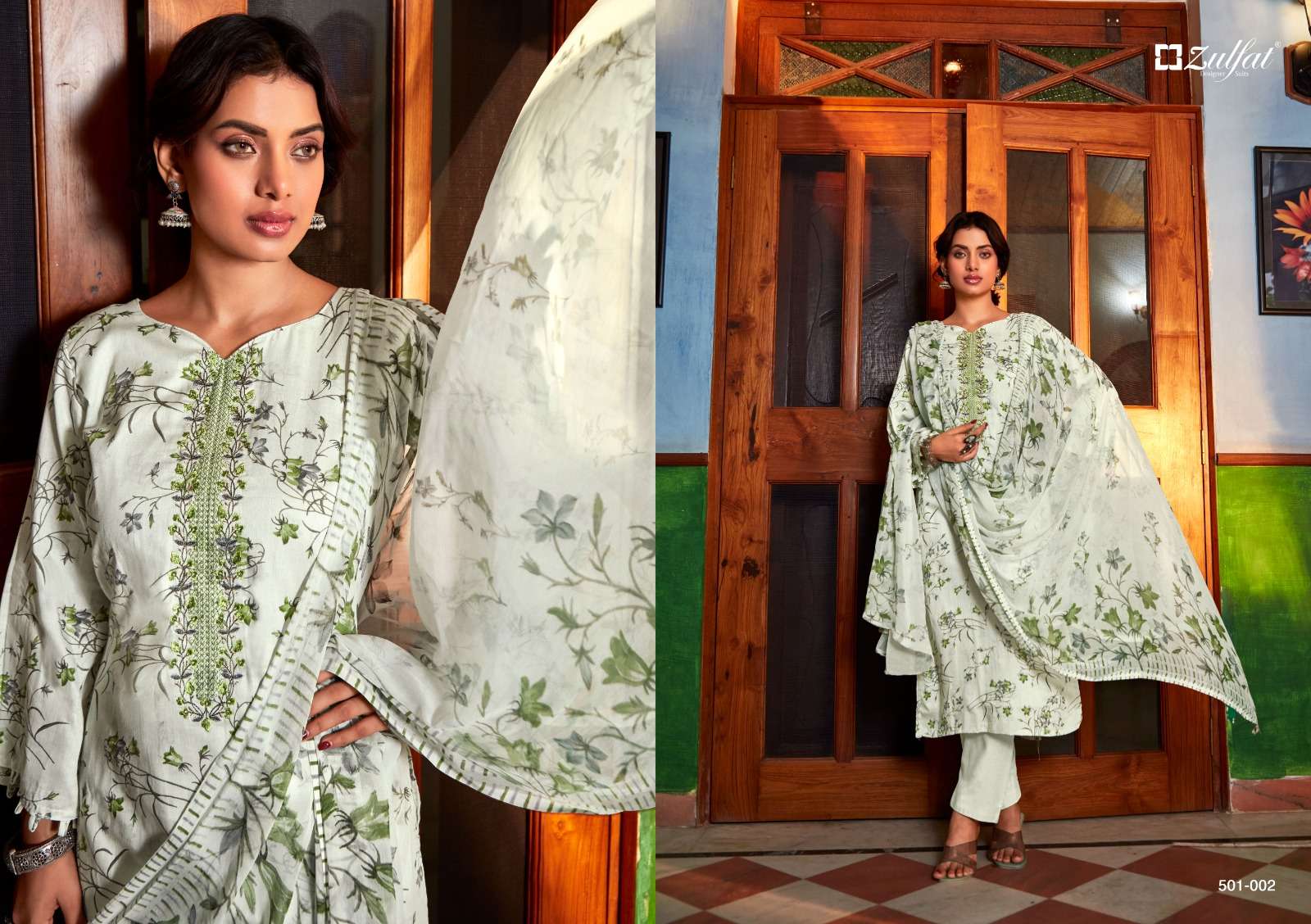 Zulfat Dilreet 2 Embroidery Work Dress Material Wholesale catalog