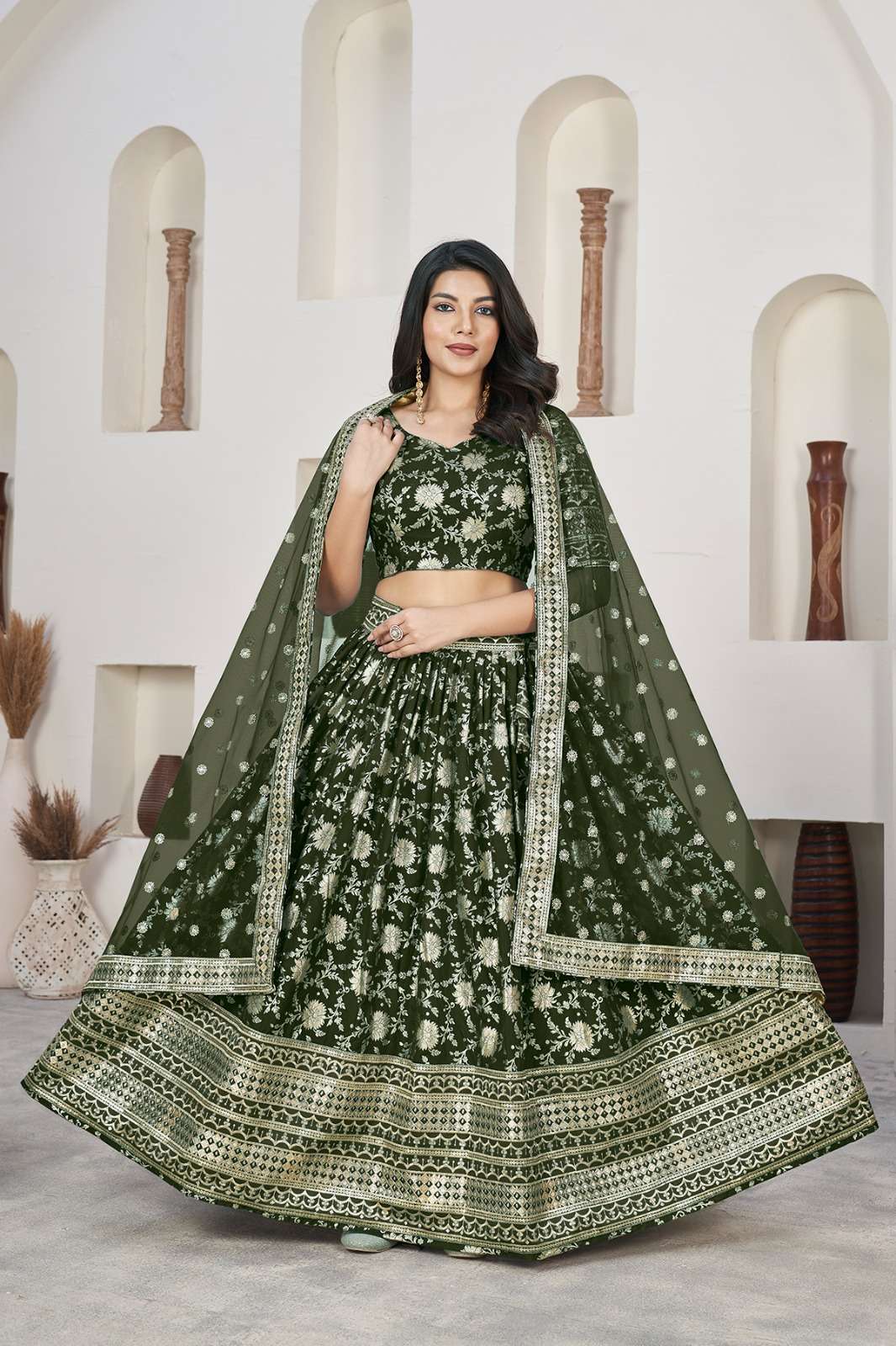 AALISHA VOL – 1 Mehndi ZARI EMBROIDERED LEHENGA CHOLI WHOLESALE CATALOG