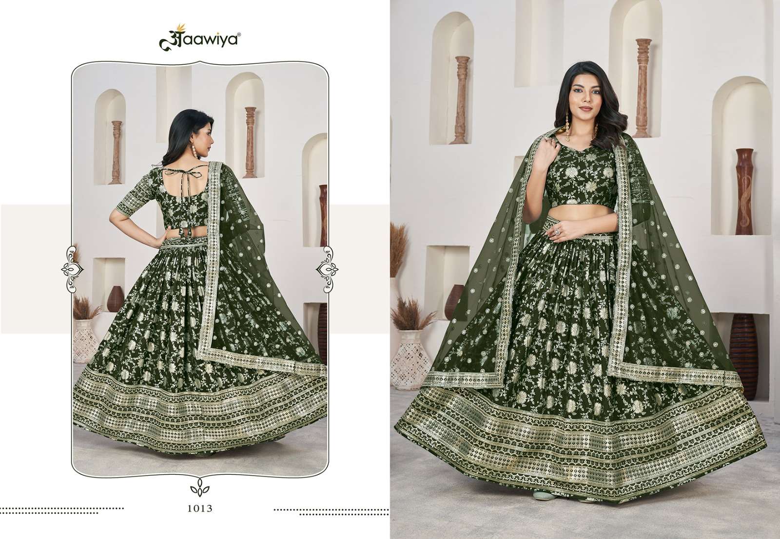 AALISHA VOL – 1 Mehndi ZARI EMBROIDERED LEHENGA CHOLI WHOLESALE CATALOG