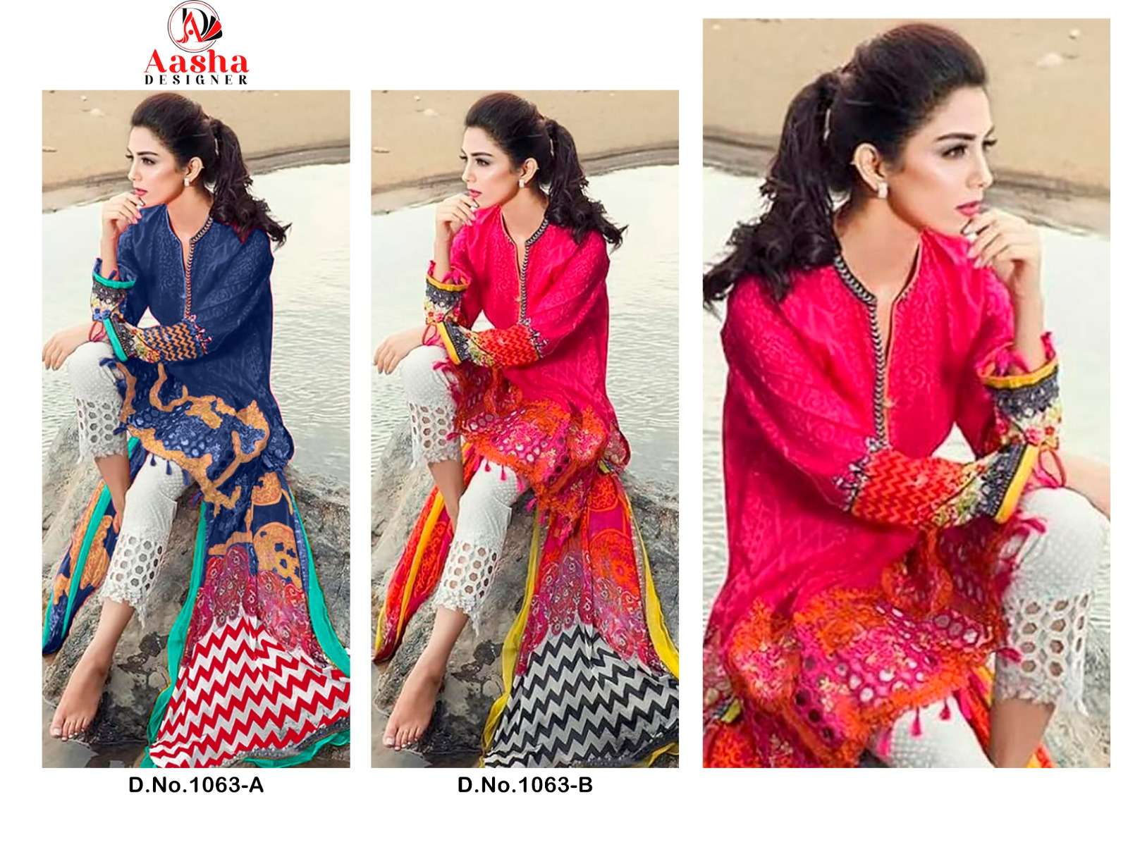 Aasha Maria B Vol 1 Chiffon Dupatta Salwar Suits Wholesale catalog