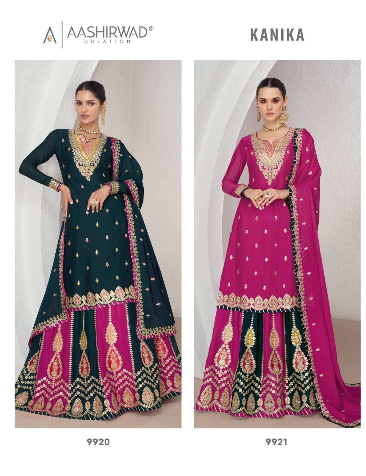 Aashirwad Gulkand Kanika Chinon Silk Salwar Suit Wholesale catalog