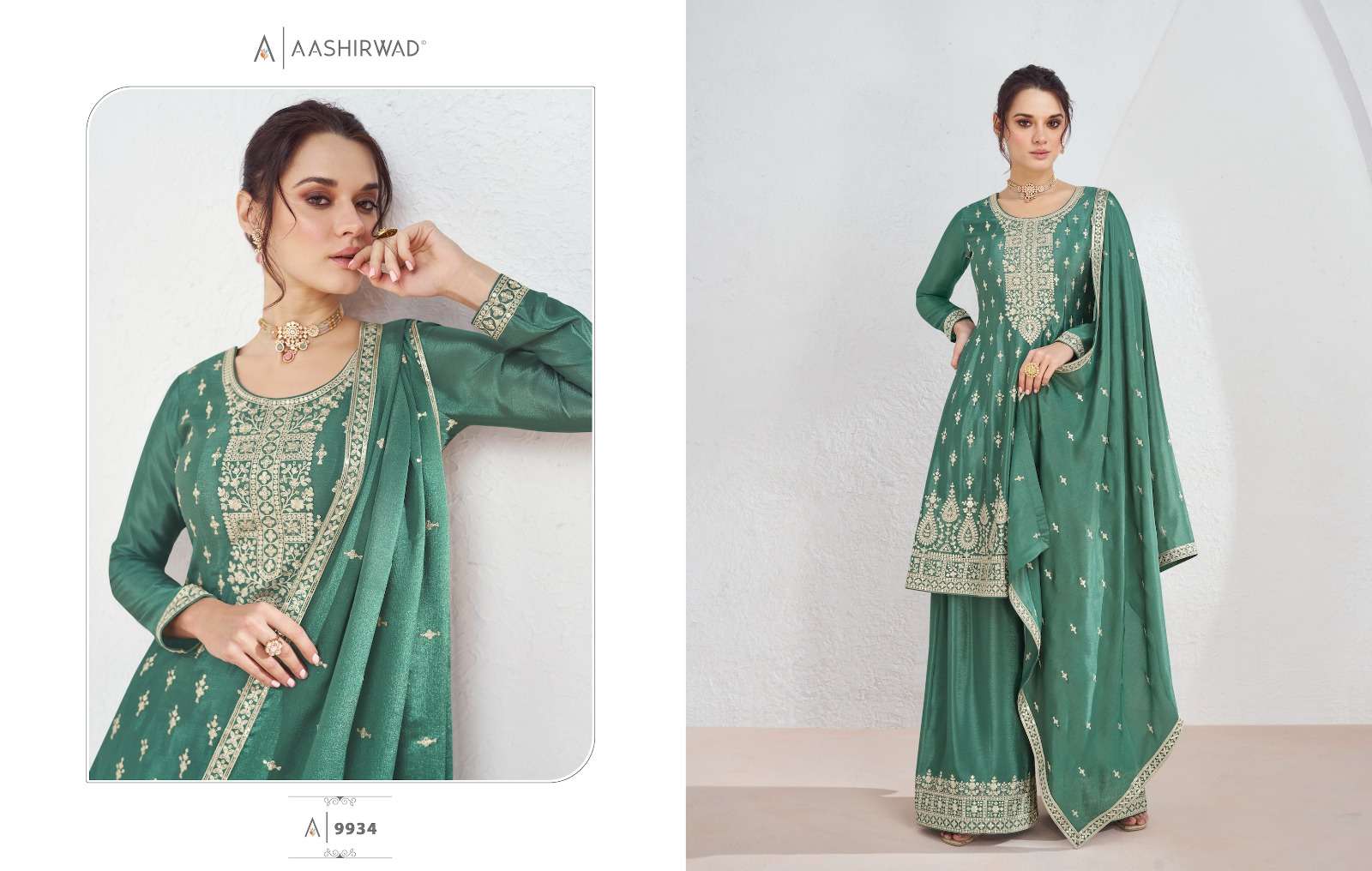 Aashirwad Gulkand Volna Chinon Silk Salwar Suit Wholesale catalog
