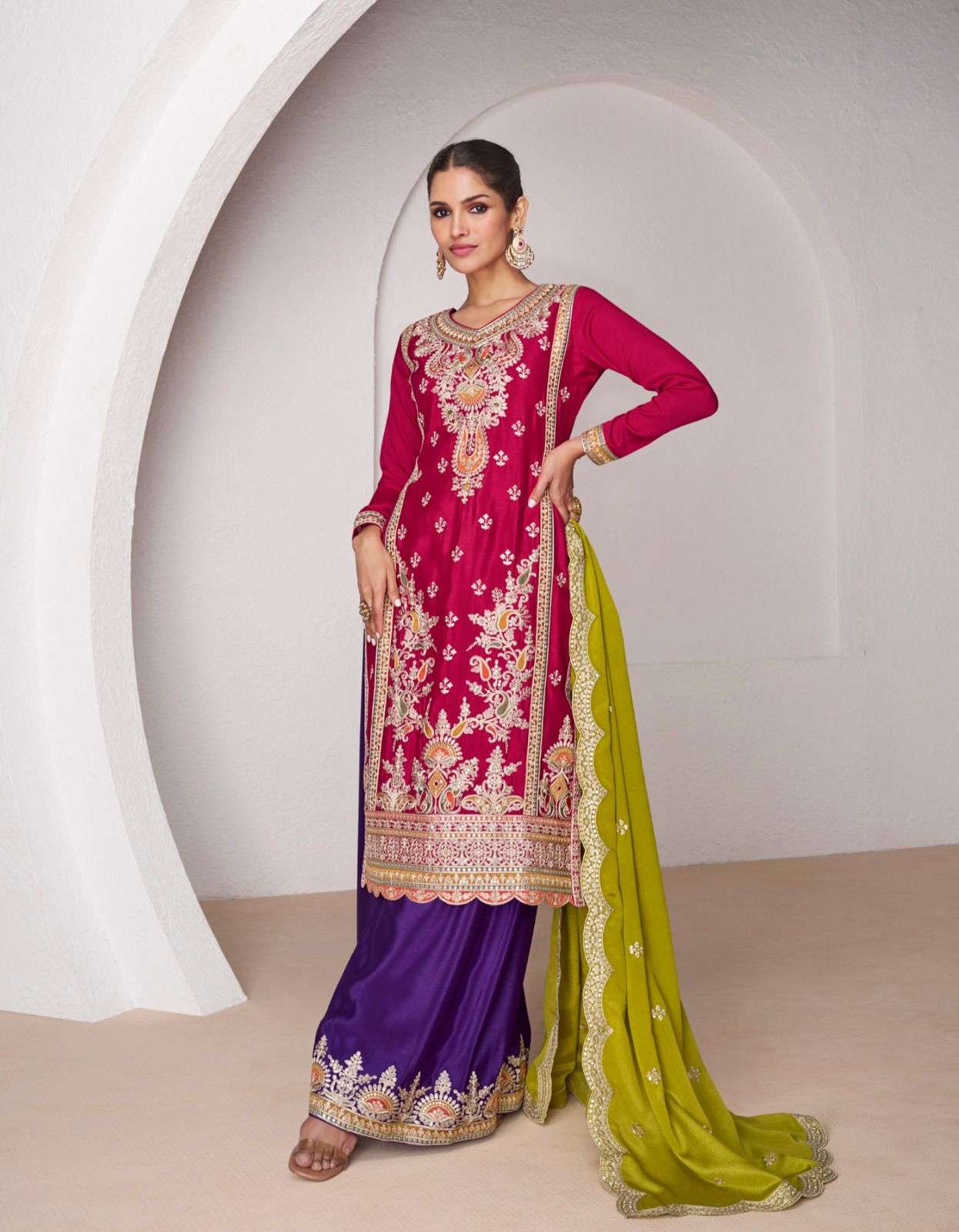 Aashirwad Minali Chinon Silk Designer Salwar Kameez Wholesale catalog